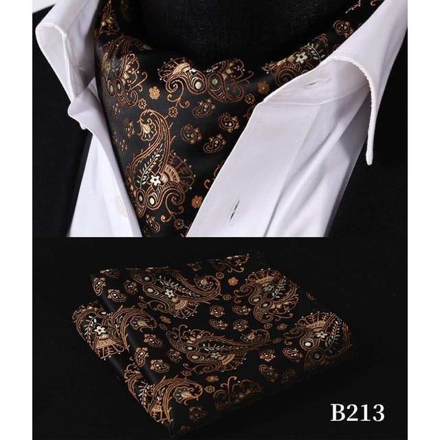 Brown Paisley Silk Ascot/Cravat Tie &amp;amp; Handkerchief