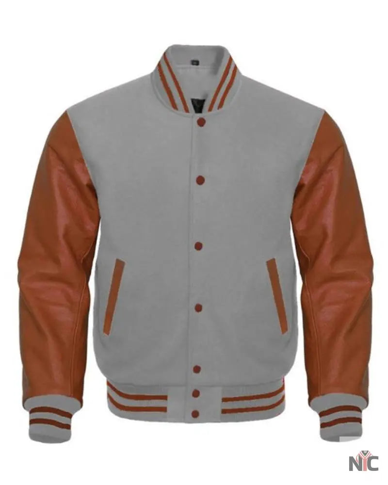 Brown &amp;amp; Gray Varsity Jacket