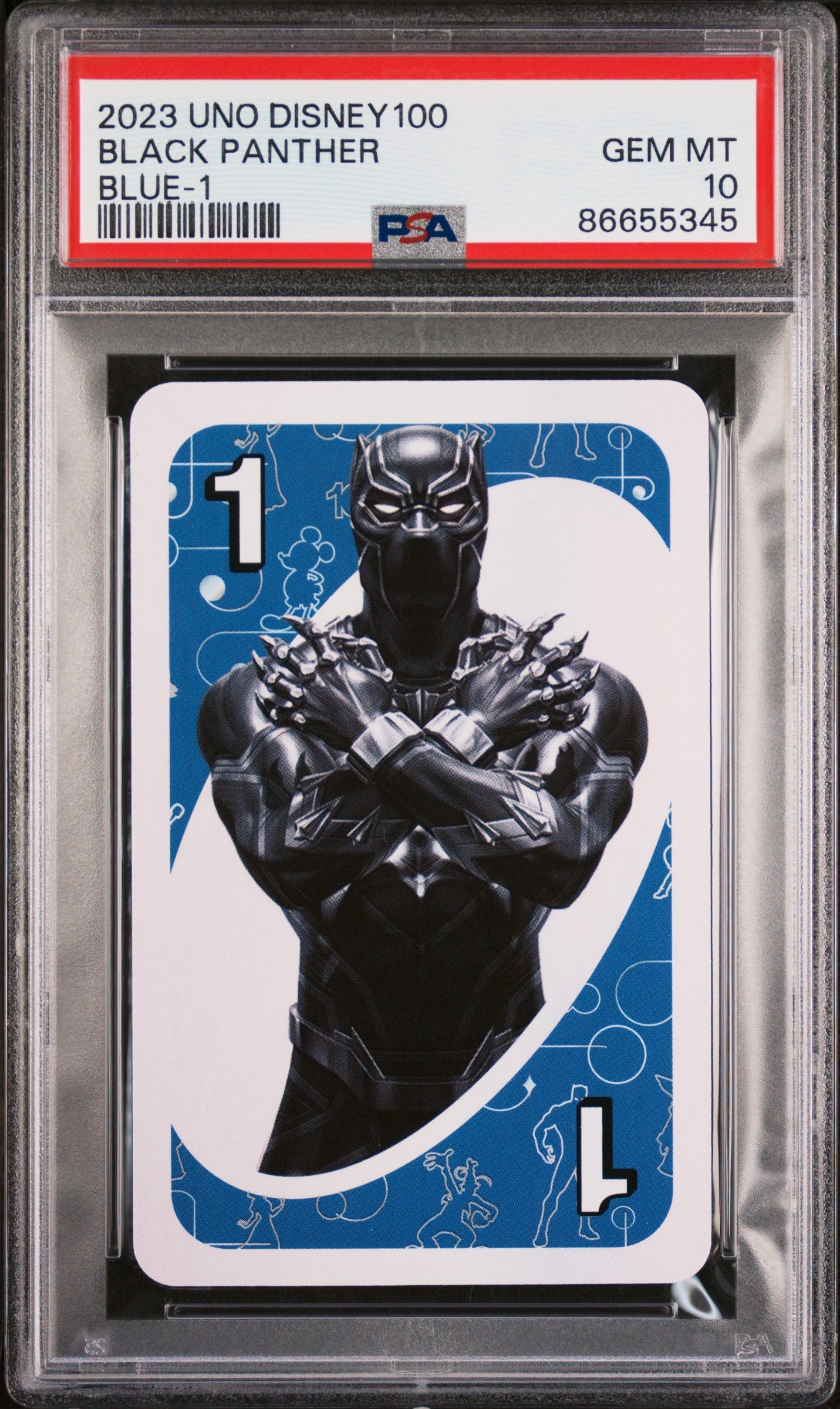 2023 UNO DISNEY 100 BLACK PANTHER BLUE 1 PSA 10