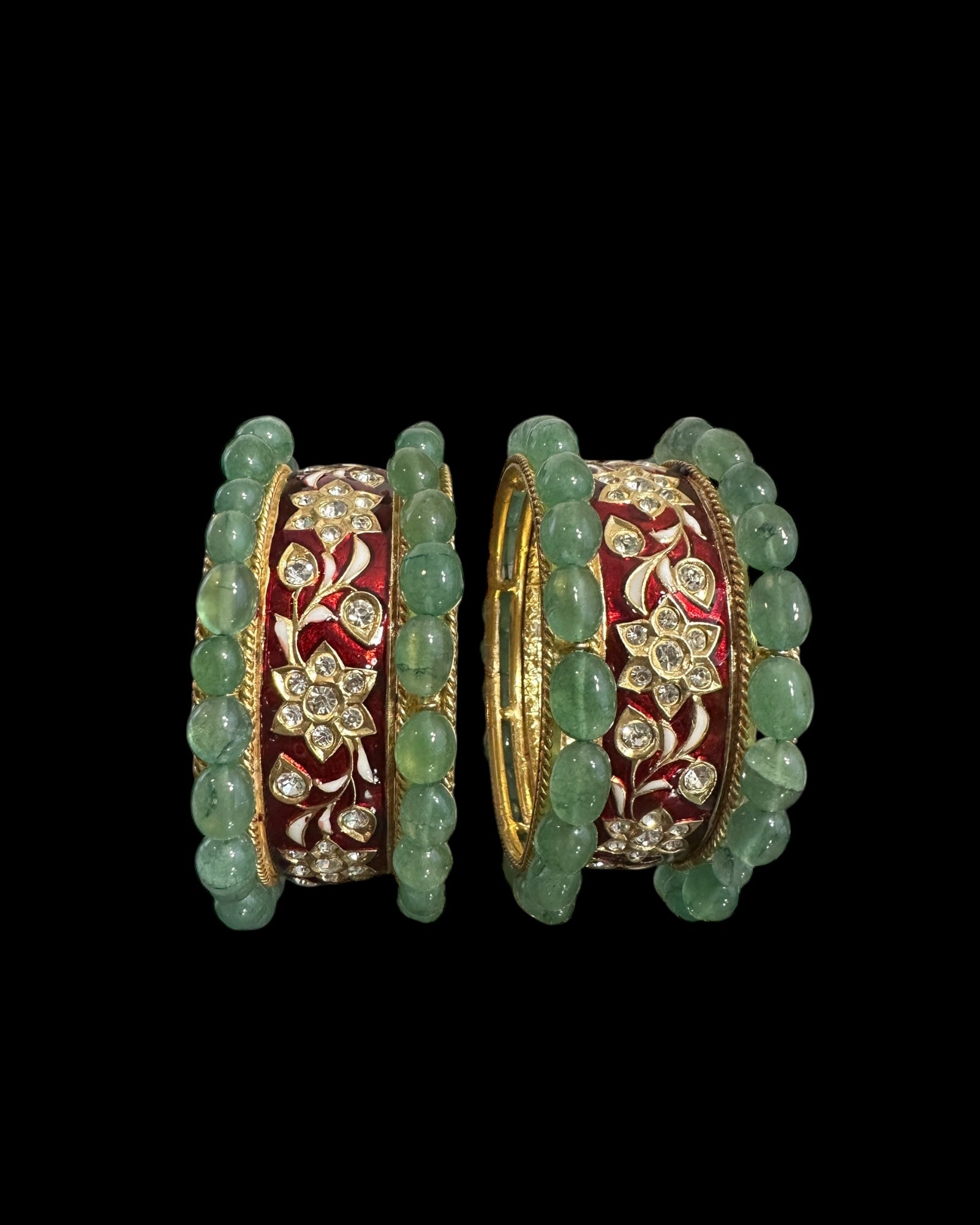 B399 Meenakari and emerald bangles (READY TO SHIP)