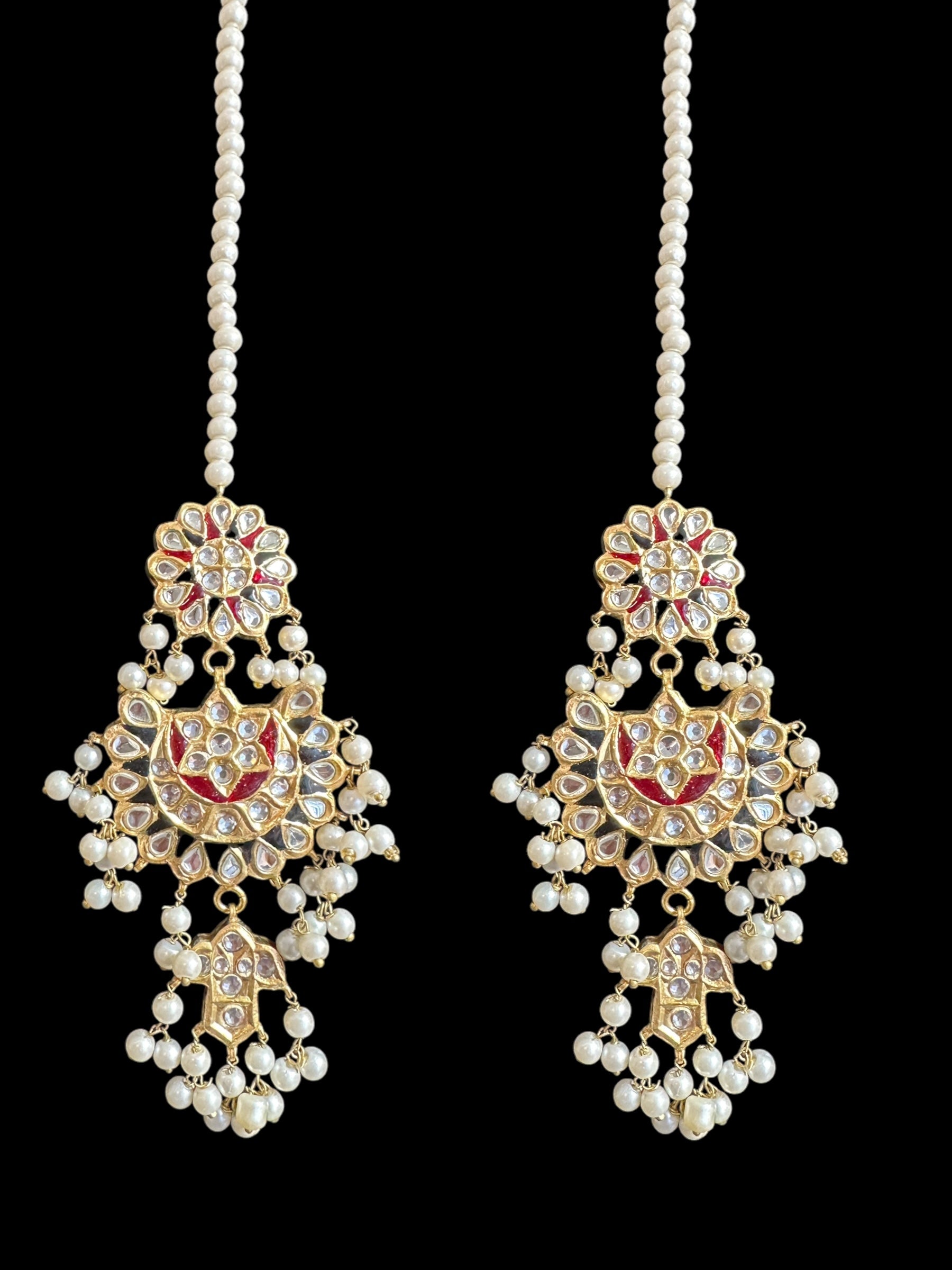 DER716  Maya dangler earrings with red and black meenakari  (SHIPS IN 4 WEEKS  )