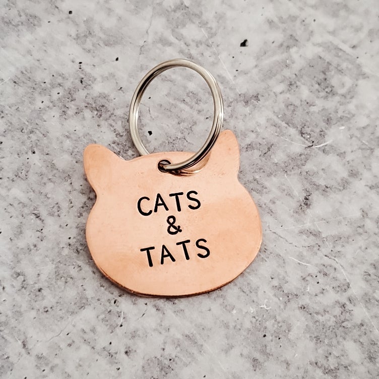 CATS &amp;amp; TATS -COPPER CAT KEYCHAIN
