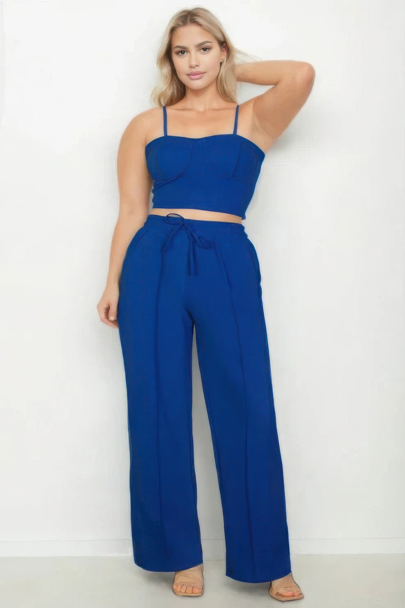 Bustier Crop Cami Top &amp;amp; Slant Pocket Straight Pants