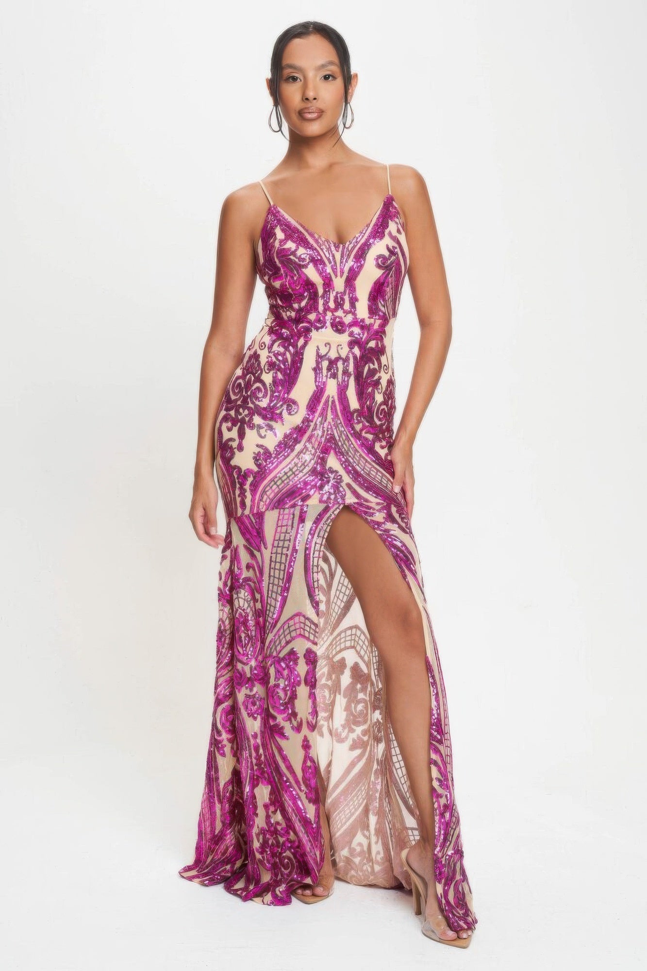 Art Deco Sequins Maxi Dress