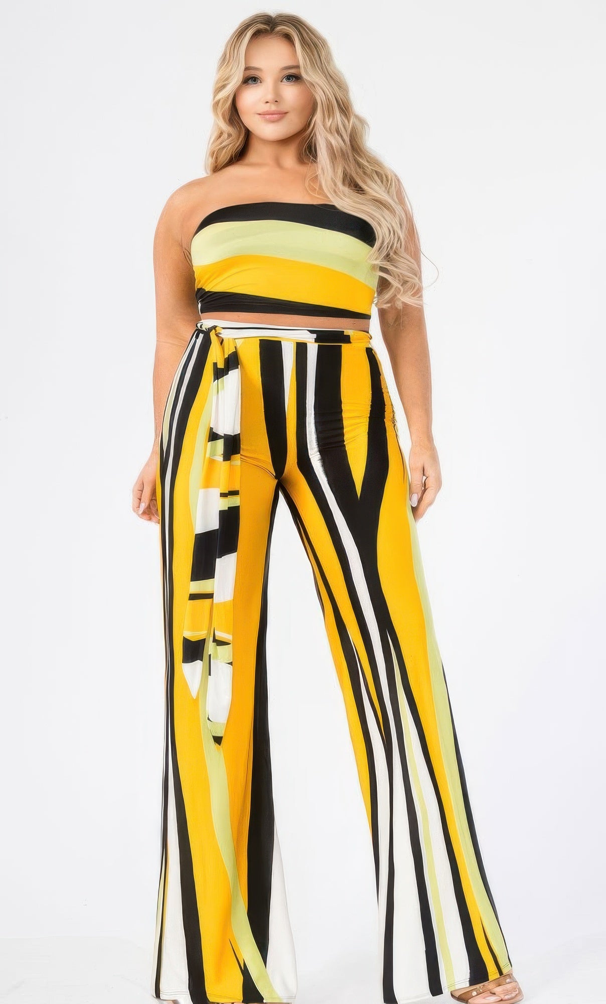 Colorblock Stripe 2 Piece Pants Set