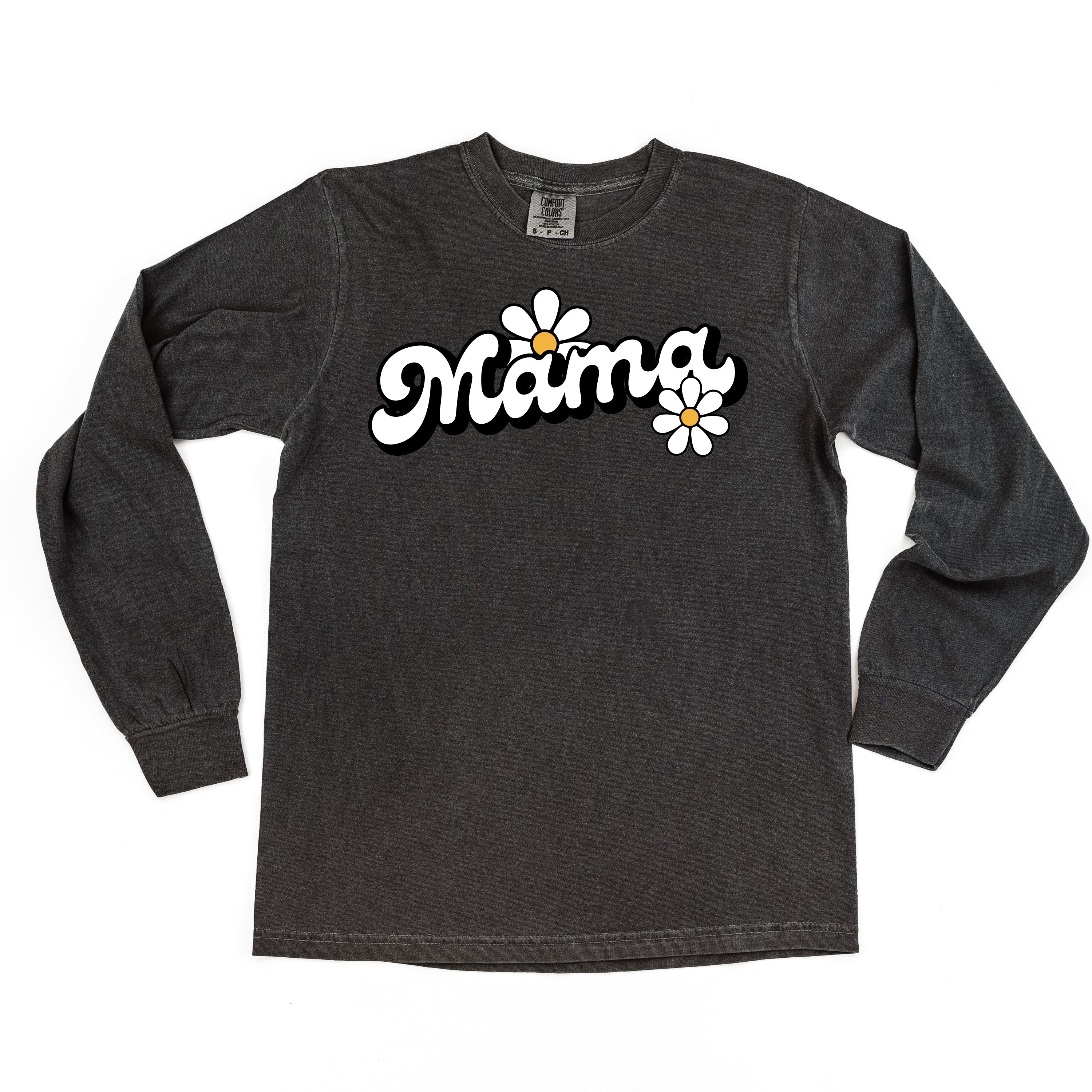 Daisy - Mama - w/ Full Daisy on Back - Long Sleeve Comfort Colors Tee