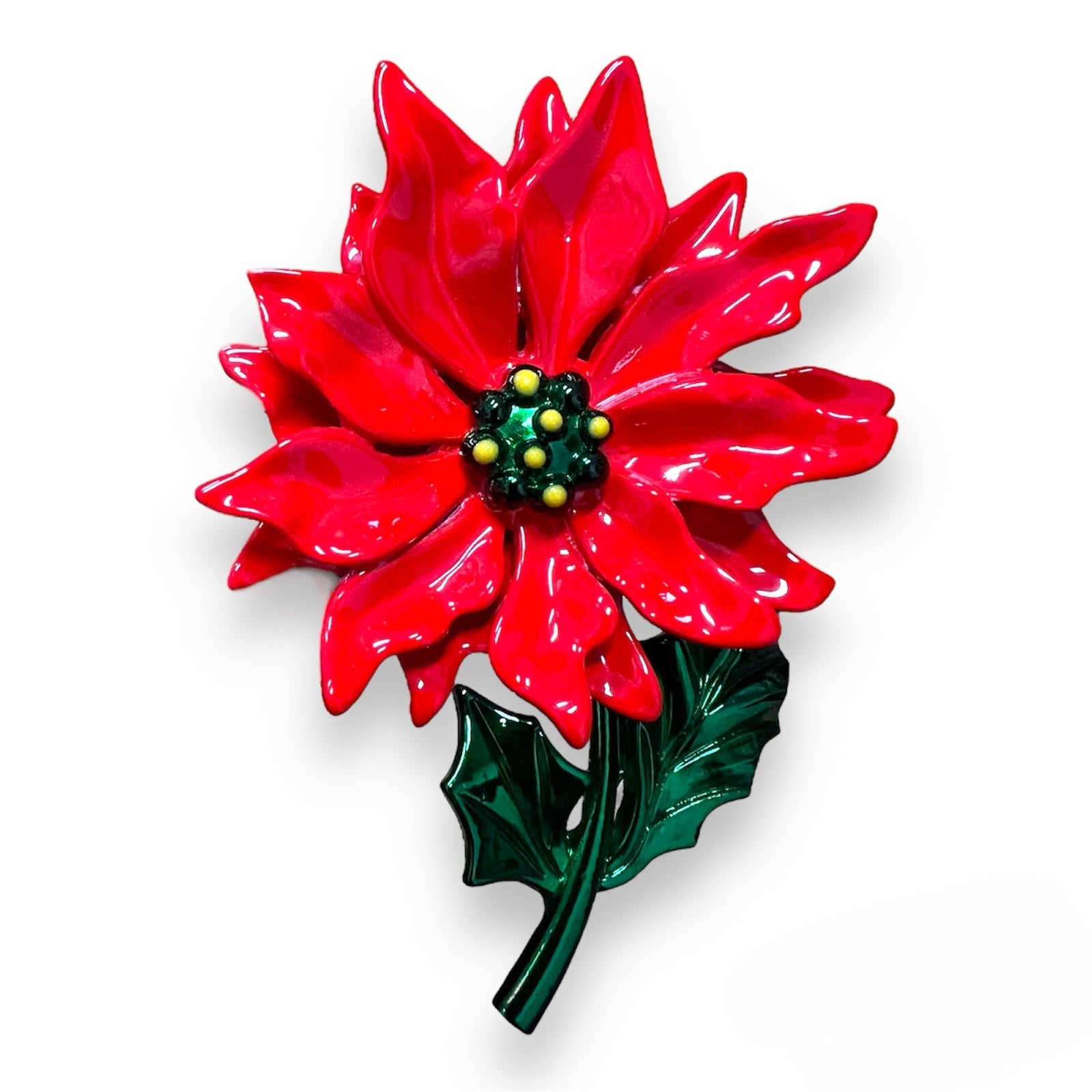 Enamel Poinsettia Statement Brooch by Lipstick &amp;amp; Chrome