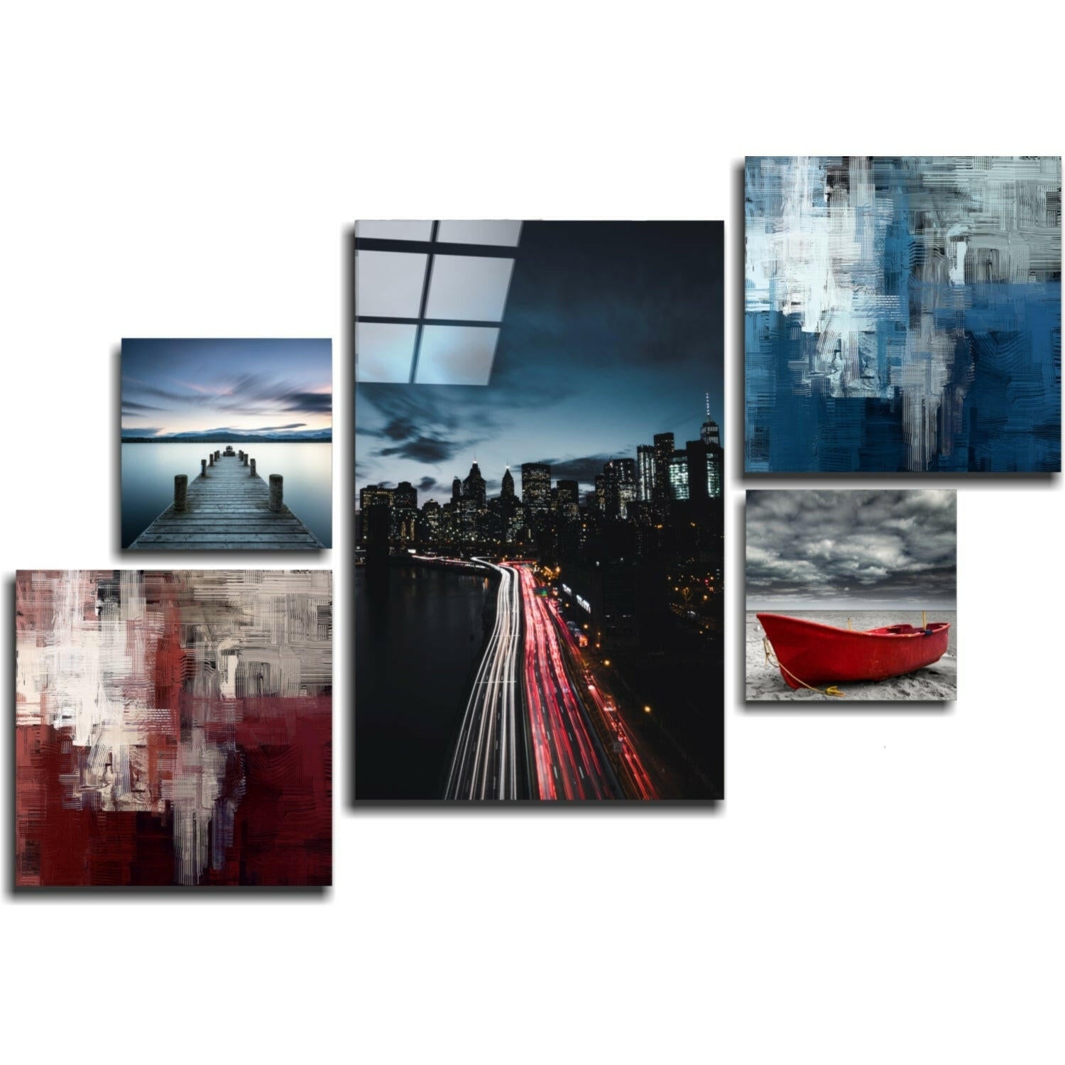 Blue Serenity Combined Glass Wall Art