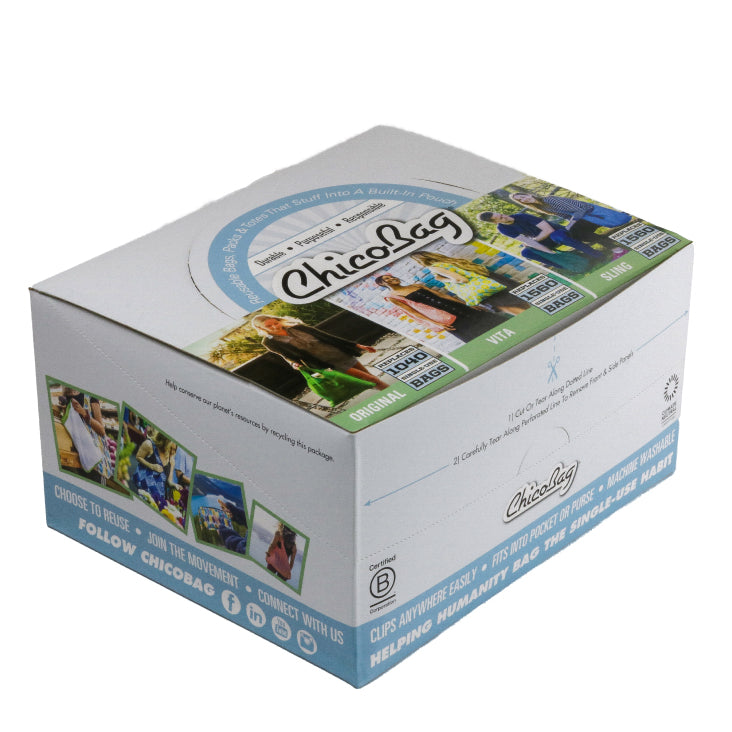 ChicoBag Vita POS, 10 Pack, rePETe + Refine Assortment