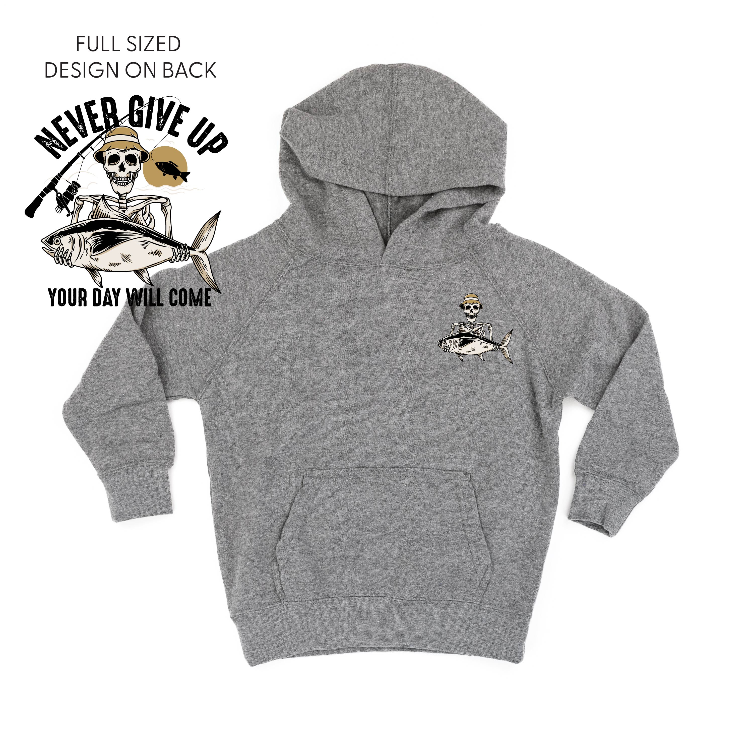 Fishing Skelly - Never Give Up (pf&amp;amp;b) - Child HOODIE