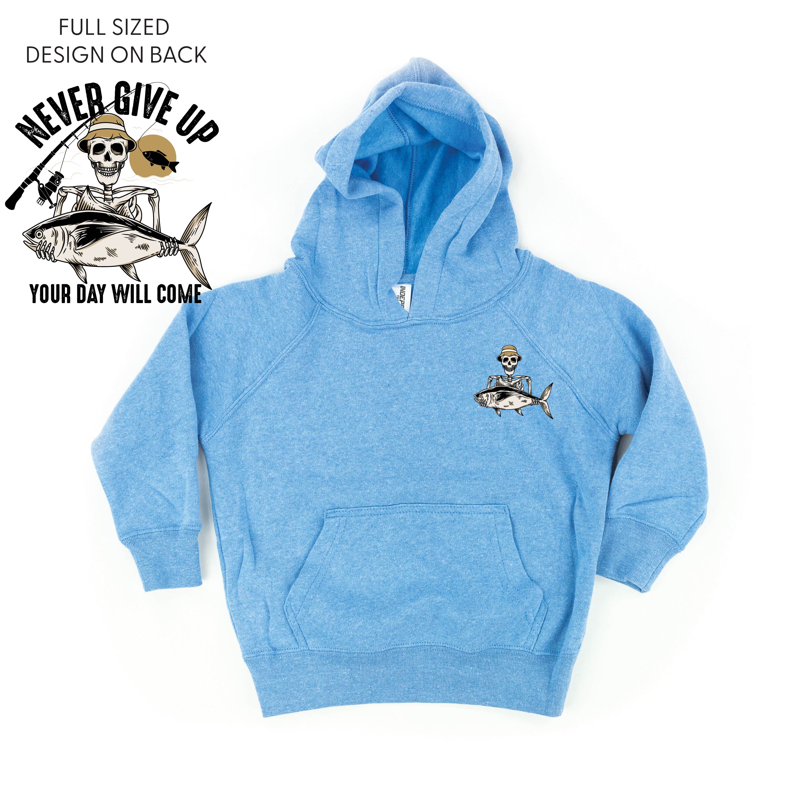 Fishing Skelly - Never Give Up (pf&amp;b) - Child HOODIE