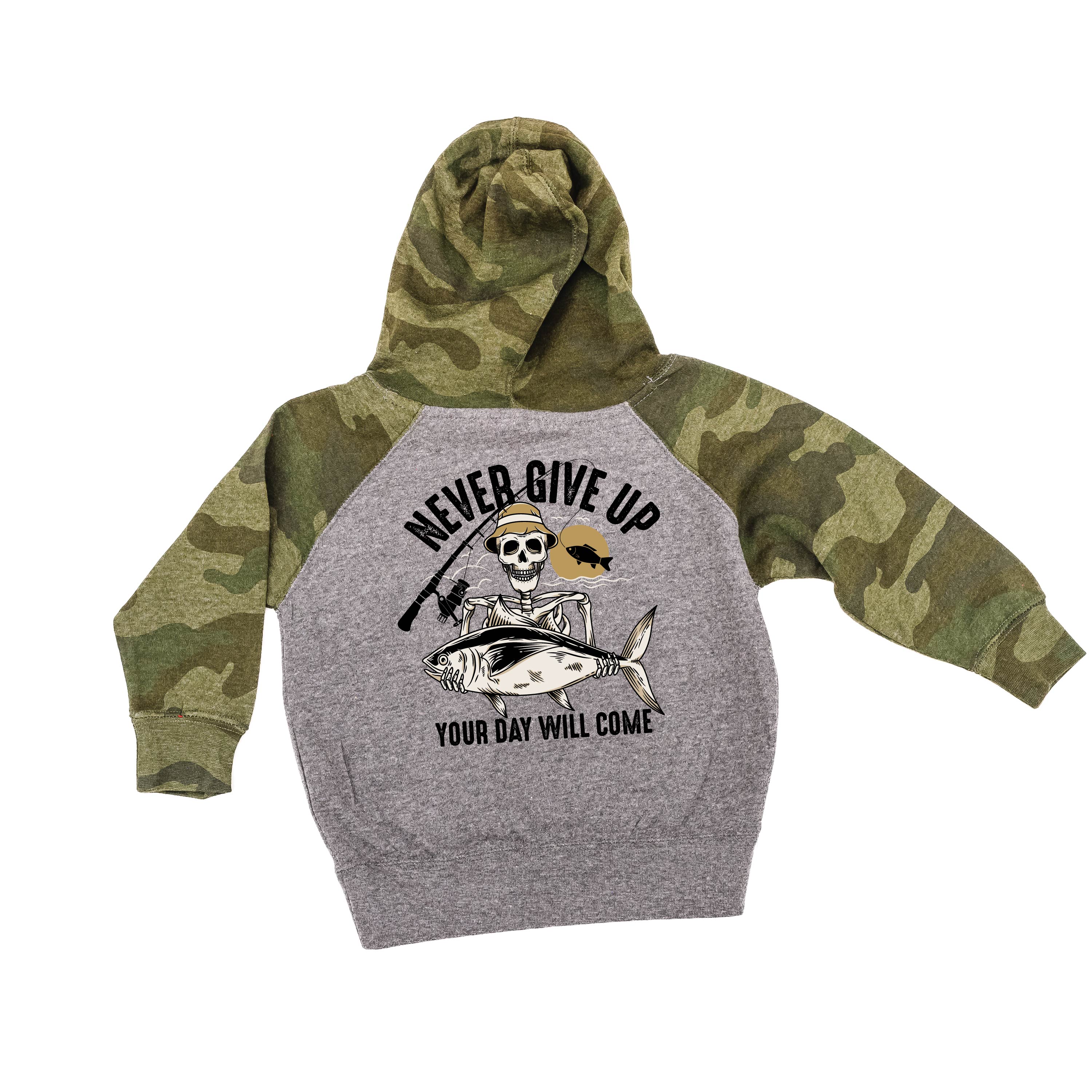 Fishing Skelly - Never Give Up (pf&amp;b) - Child HOODIE