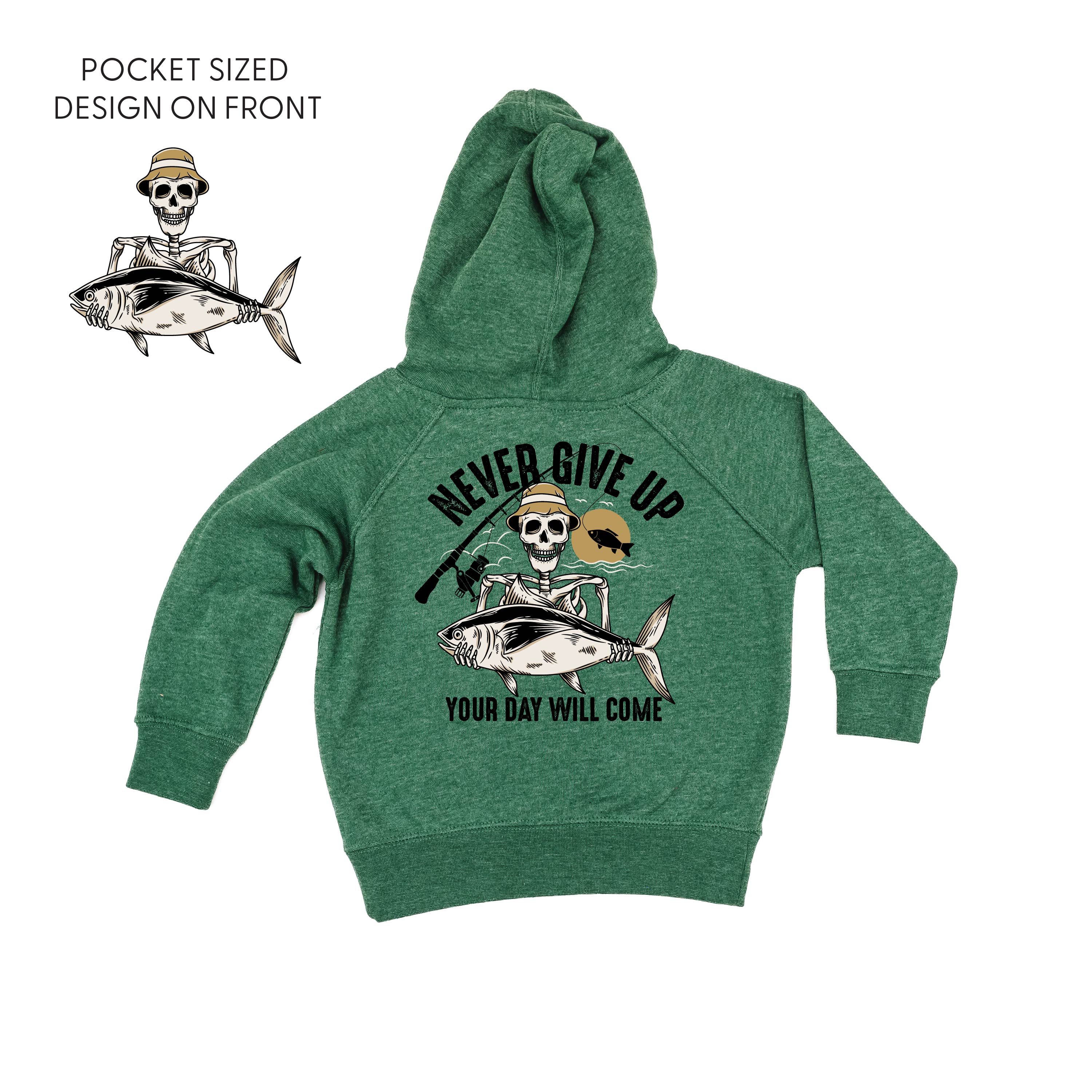 Fishing Skelly - Never Give Up (pf&amp;b) - Child HOODIE