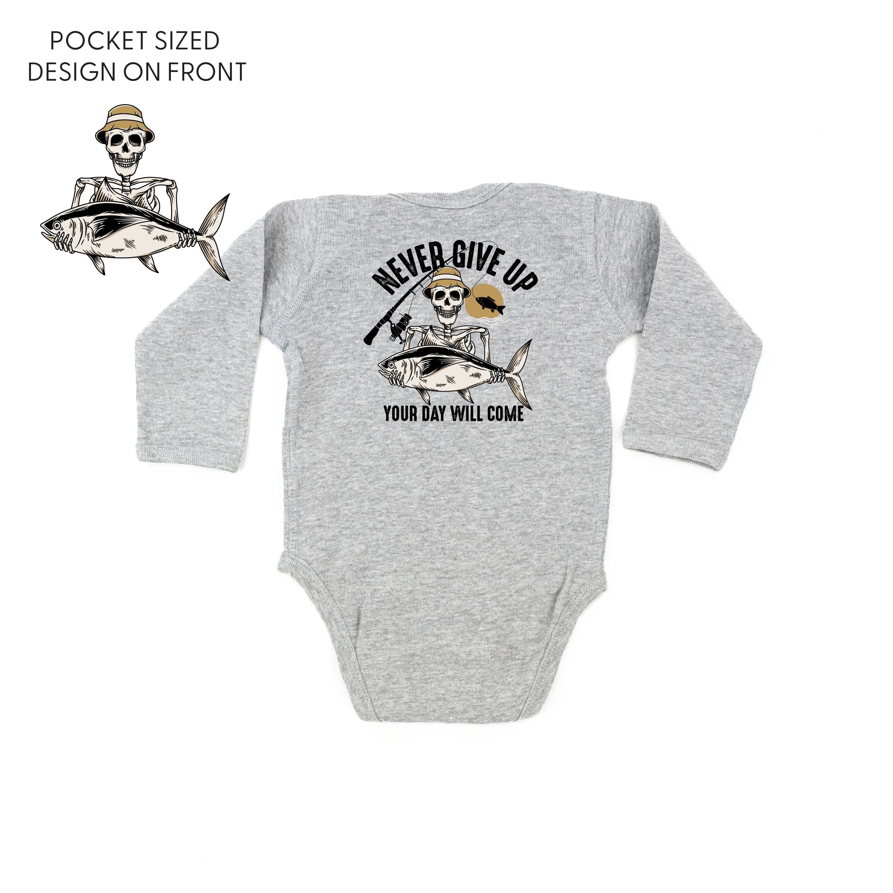 Fishing Skelly - Never Give Up (pf&amp;amp;b) - Child Long Sleeve Tee