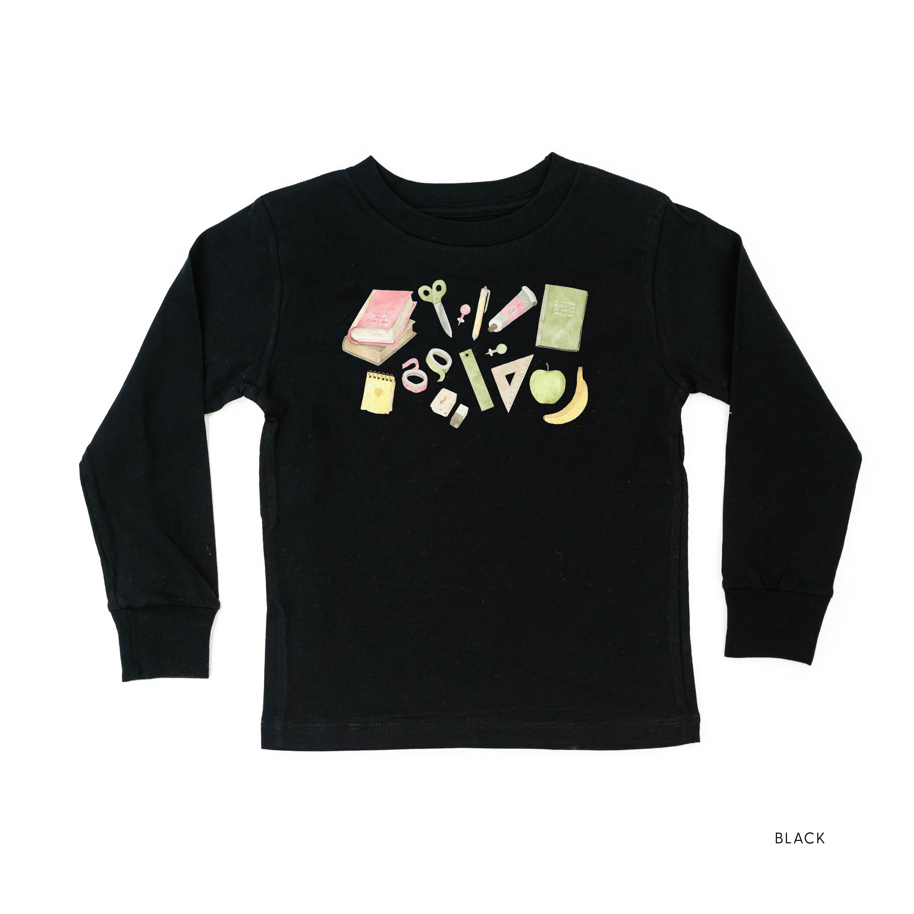 Watercolor School Supplies - Child Long Sleeve Tee