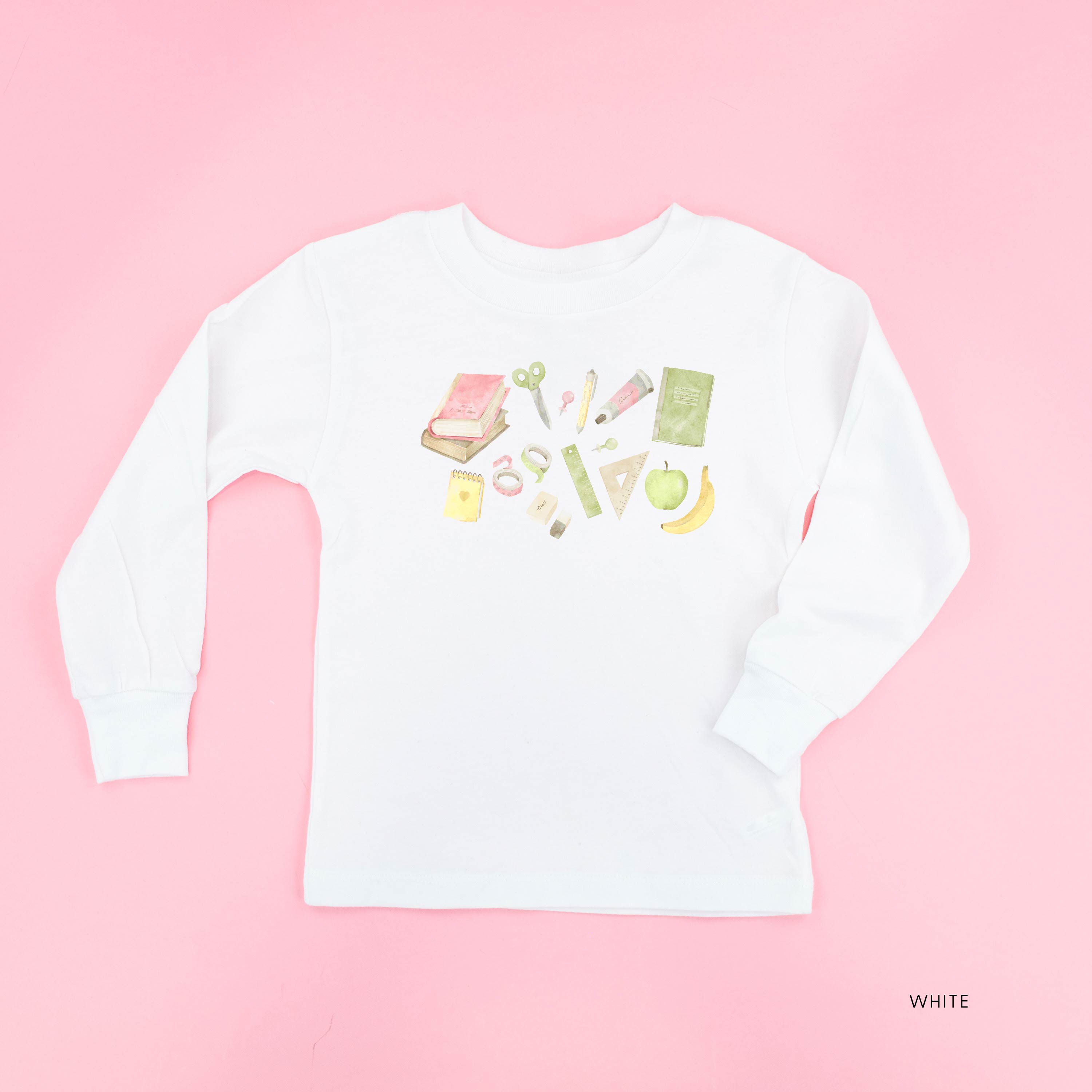 Watercolor School Supplies - Child Long Sleeve Tee
