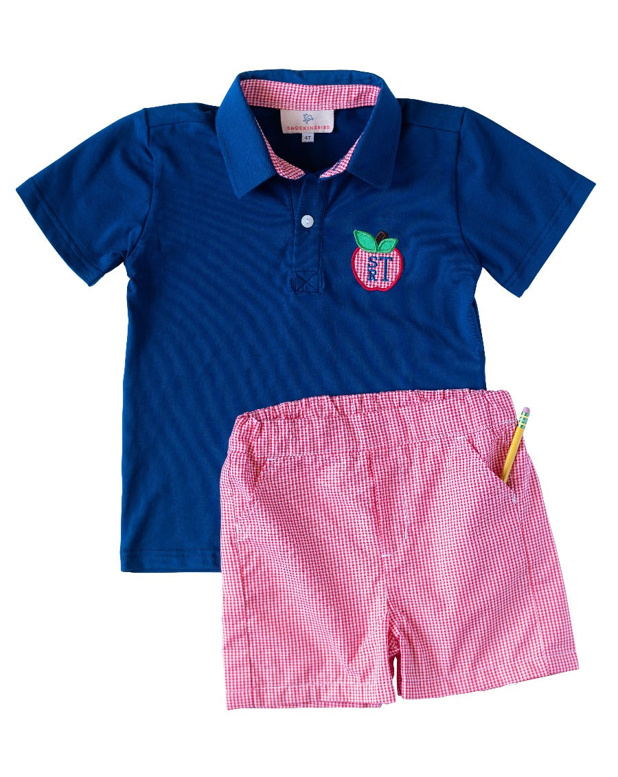 Apple Applique Shorts Set- FINAL SALE