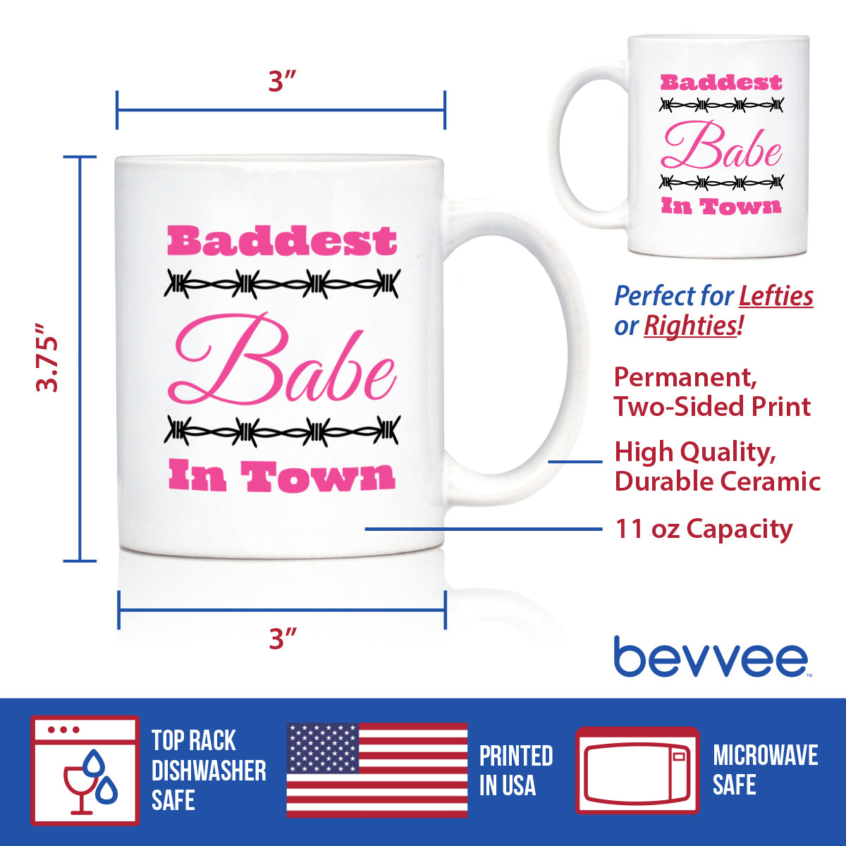 Baddest Babe Coffee Mug Gifts for Women with Attitude White Ceramic Coffee Cup