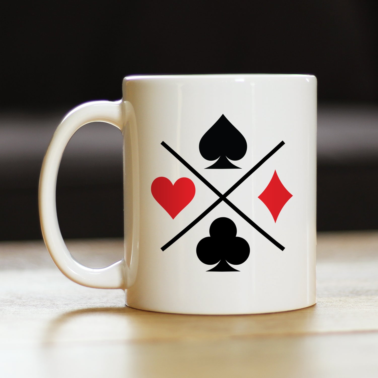 Card Suits Coffee Mug High Quality Gifts for Card Players White Ceramic Coffee Cup