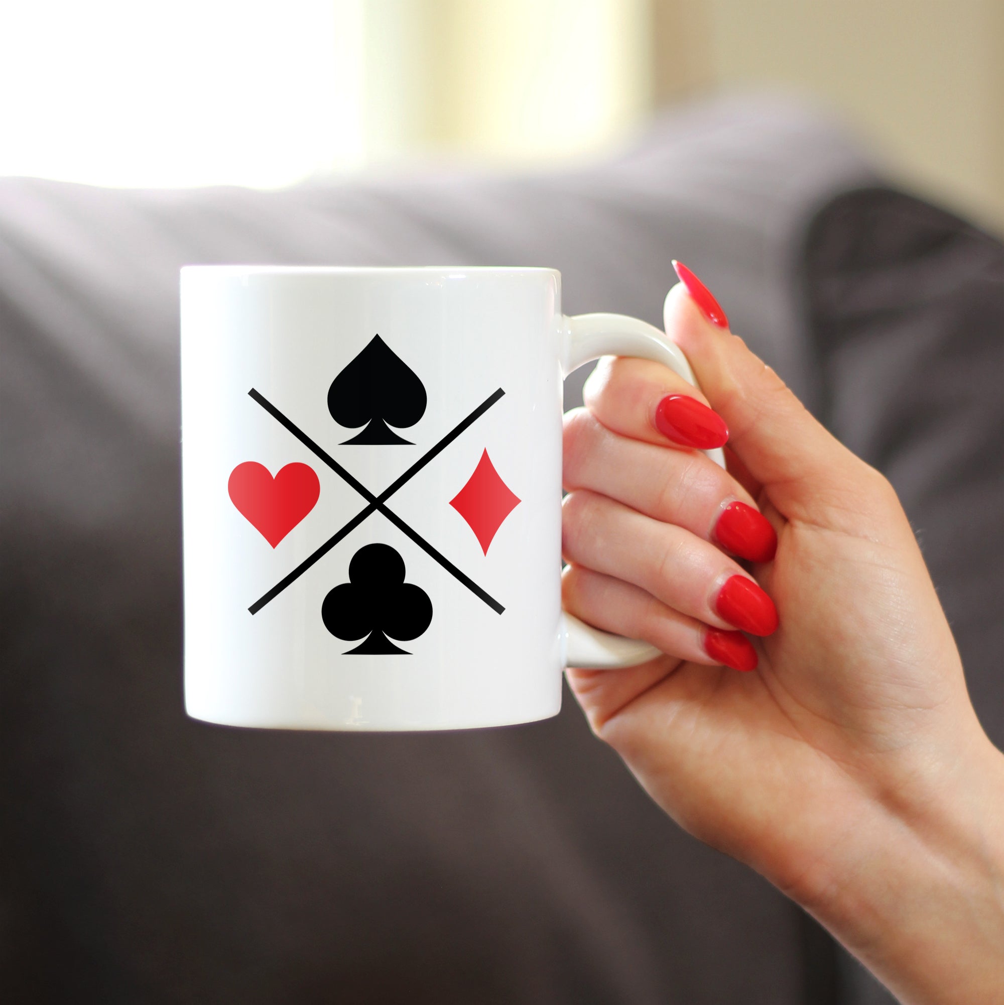 Card Suits Coffee Mug High Quality Gifts for Card Players White Ceramic Coffee Cup