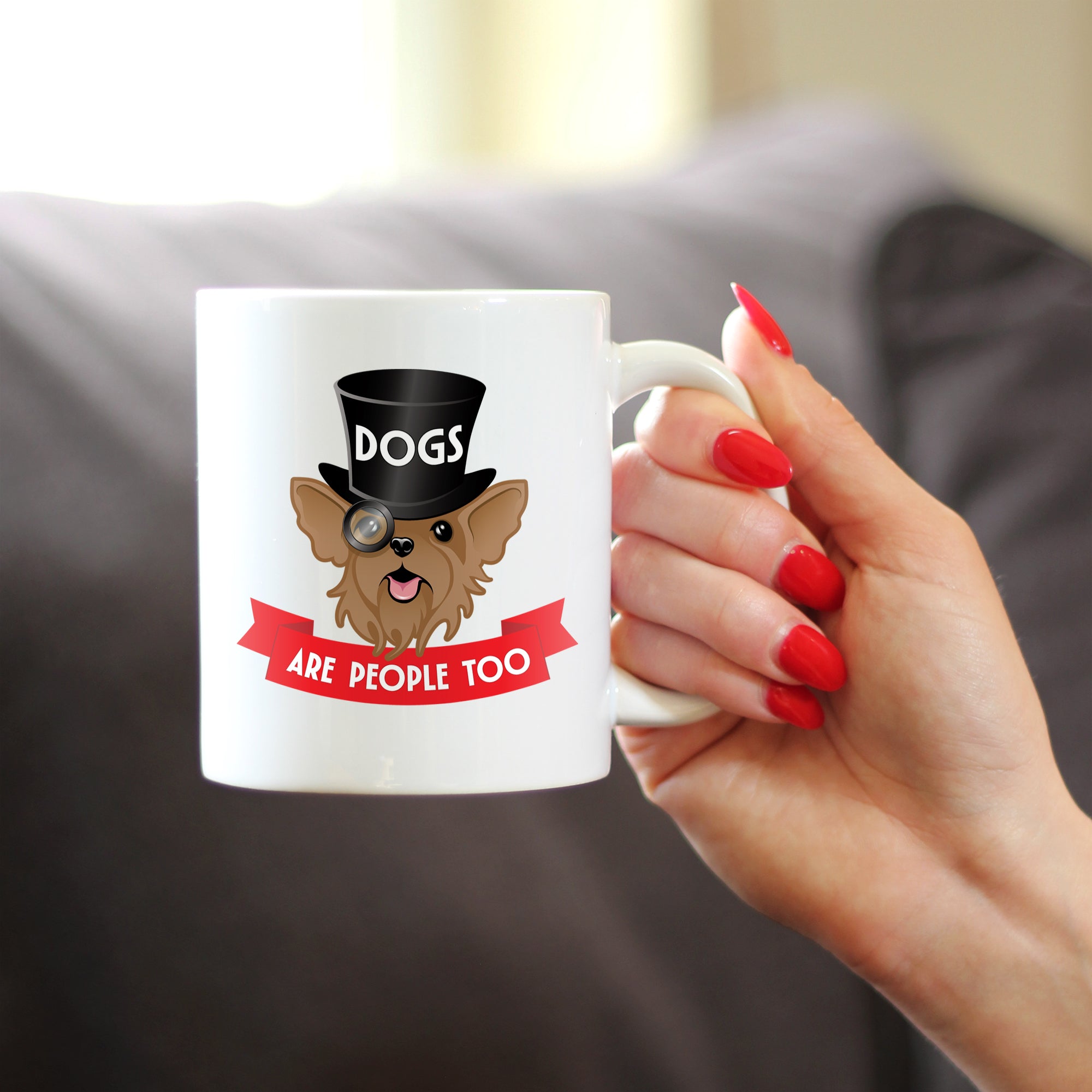 Dogs Are People Too Coffee Mug Fun Gifts for Dog People White Ceramic Coffee Cup