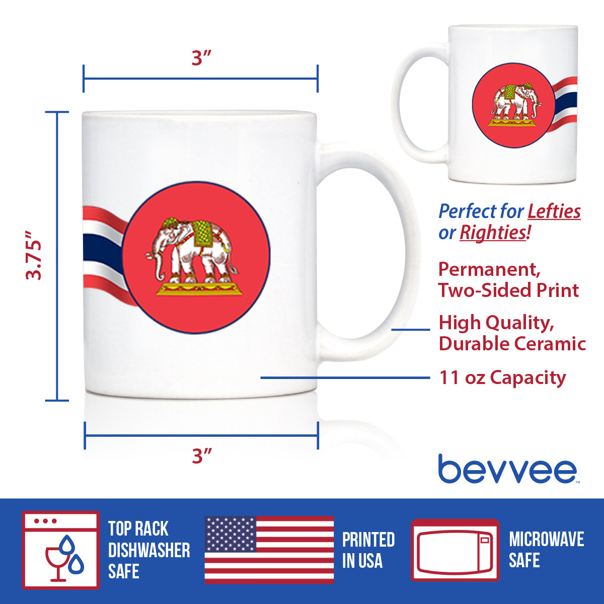 Thailand Flag Coffee Mug Thai Tea Gifts or Coffee Cup Souvenir White Ceramic Coffee Cup