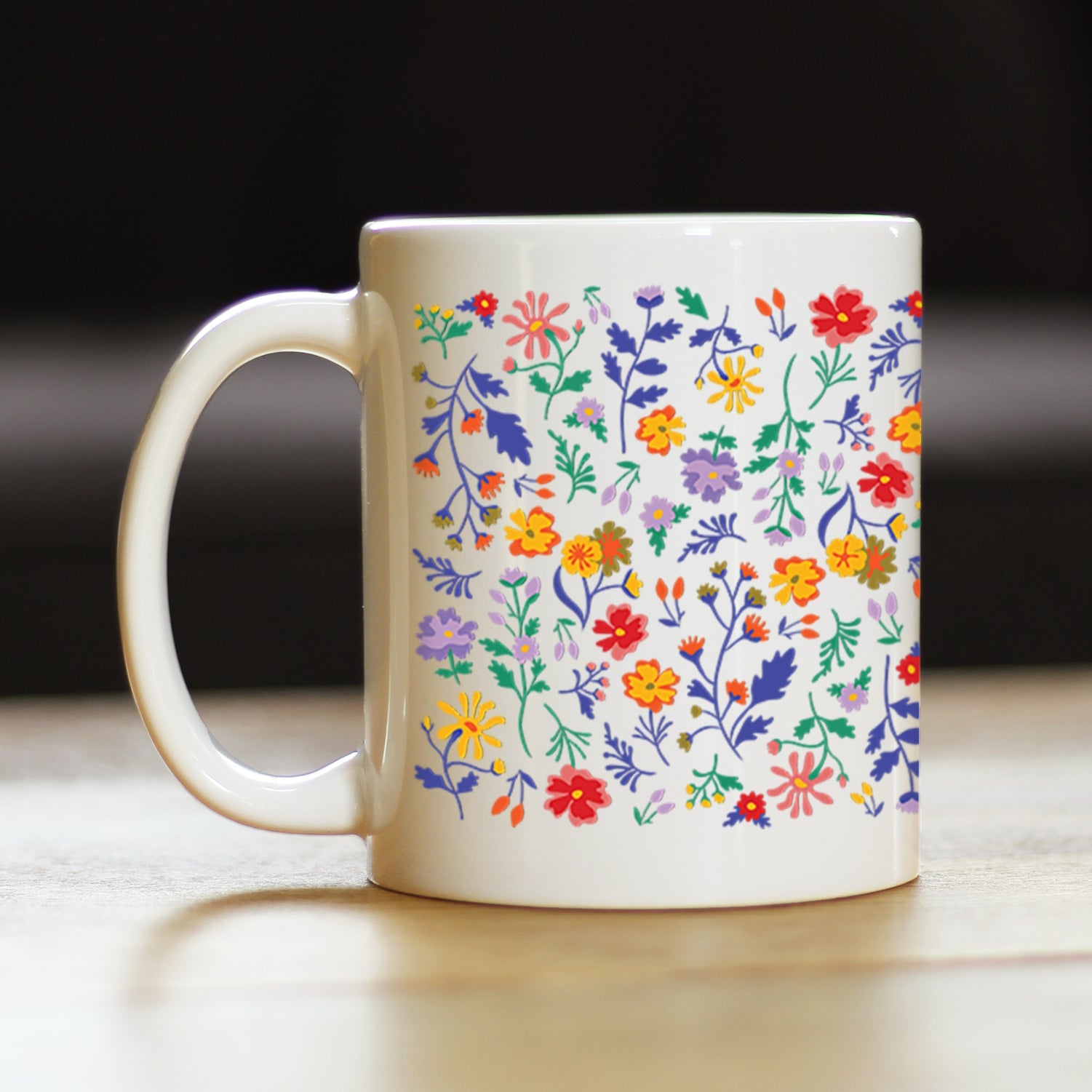 Spring Floral Coffee Mug Flower Gifts for Women White Ceramic Coffee Cup
