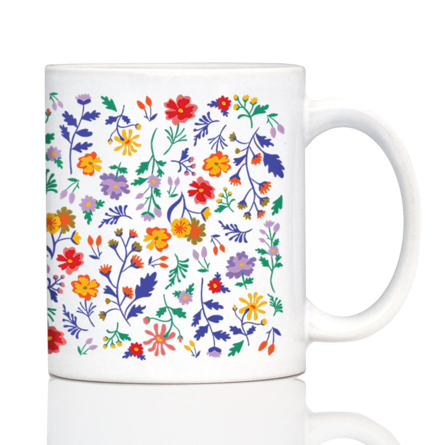 Spring Floral Coffee Mug Flower Gifts for Women White Ceramic Coffee Cup