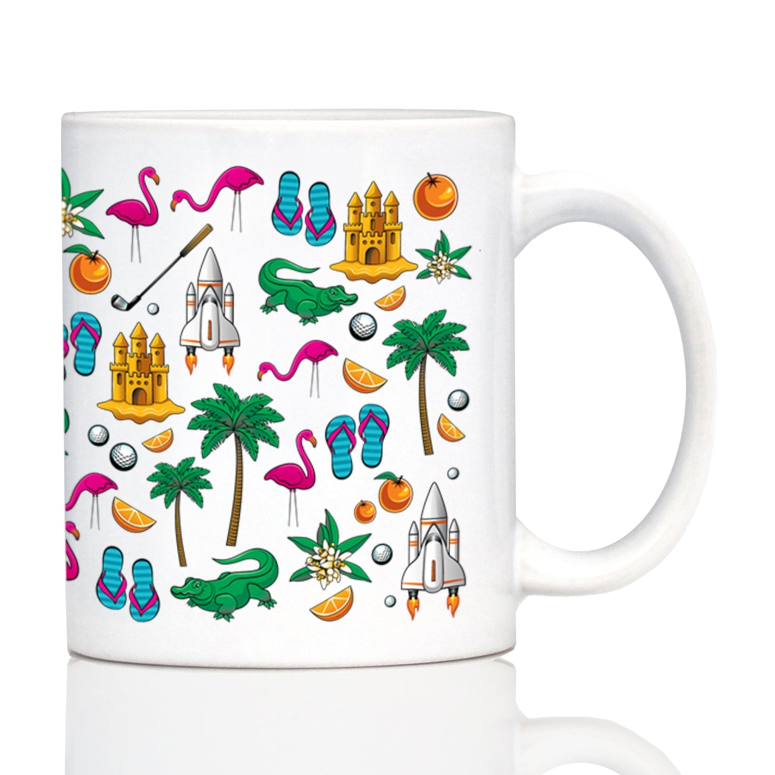 Florida Pattern Coffee Mug Florida Gifts and Souvenirs White Ceramic Coffee Cup