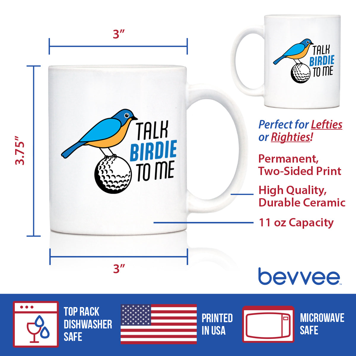 Talk Birdie Coffee Mug Funny Golf Gifts White Ceramic Coffee Cup