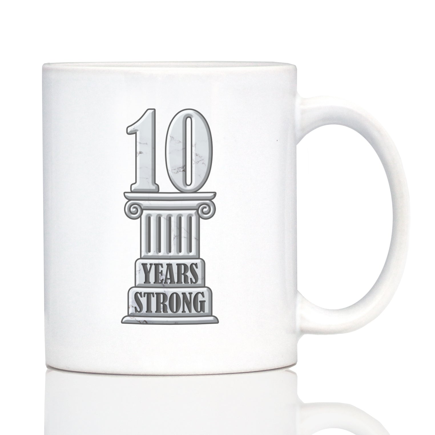 10 Years Strong Coffee Mug Gifts 10th Anniversary Party Decor White Ceramic Coffee Cup