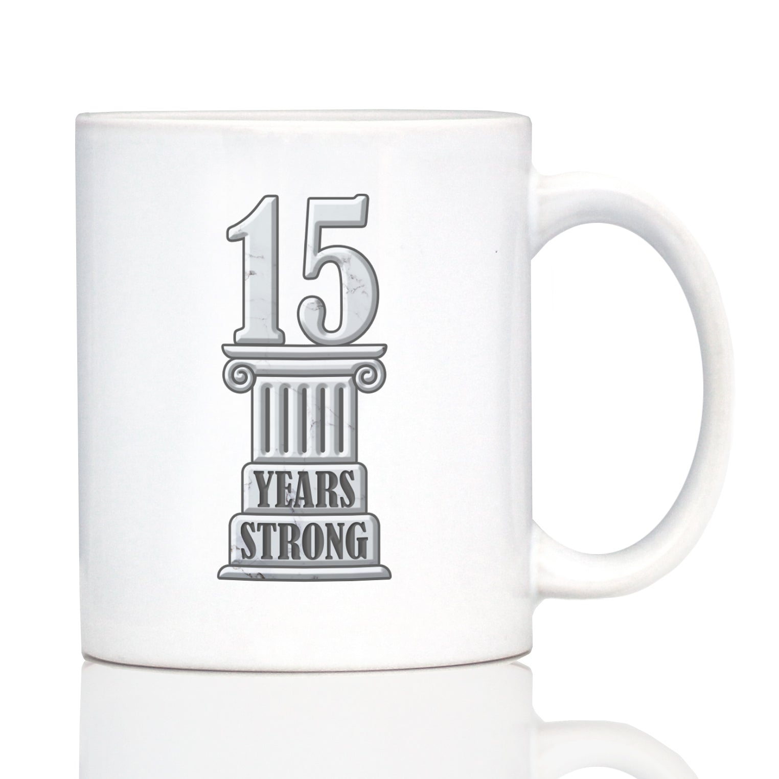 15 Years Strong Coffee Mug Gifts 15th Anniversary Party Decor White Ceramic Coffee Cup