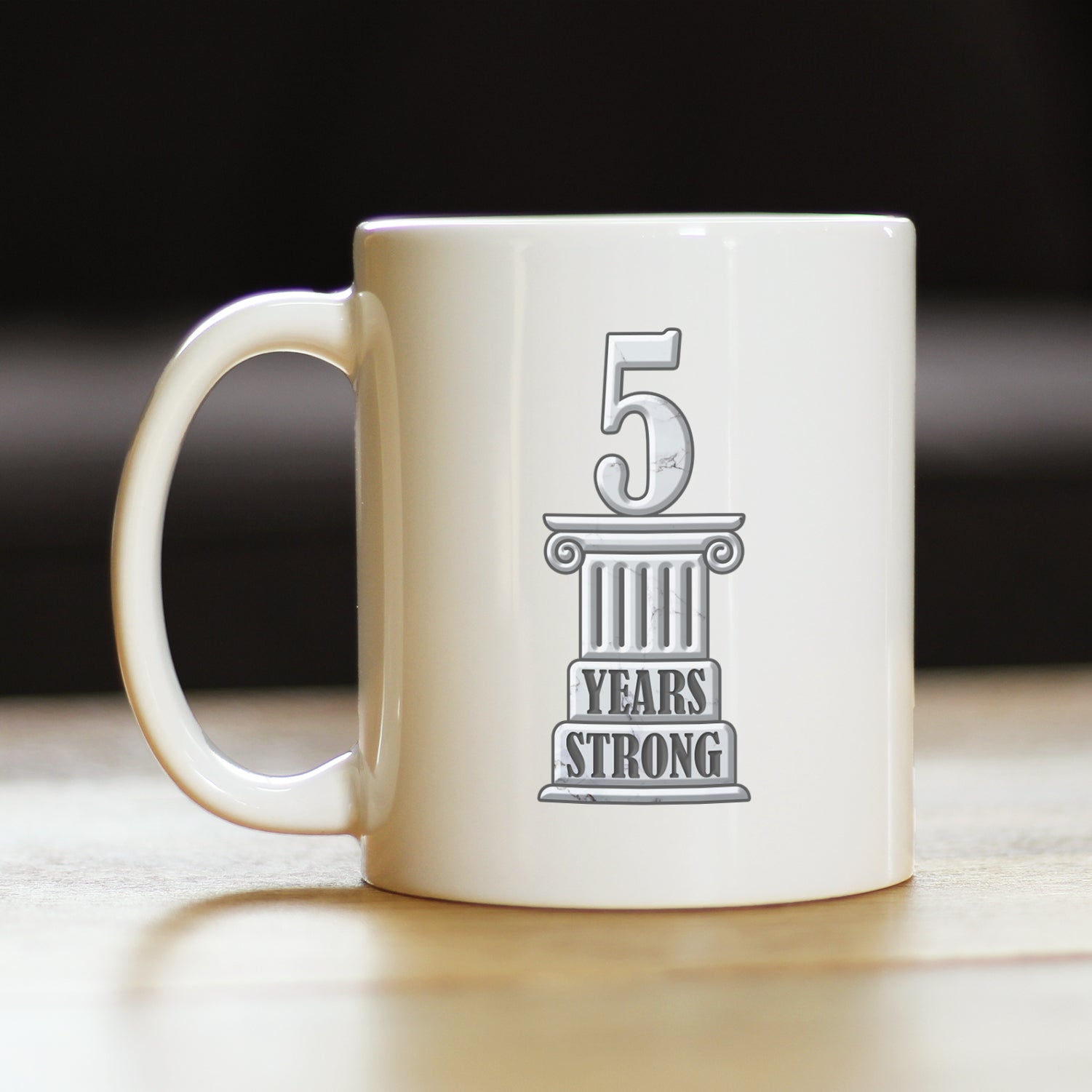 5 Years Strong Coffee Mug Gifts 5th Anniversary Party Decor White Ceramic Coffee Cup