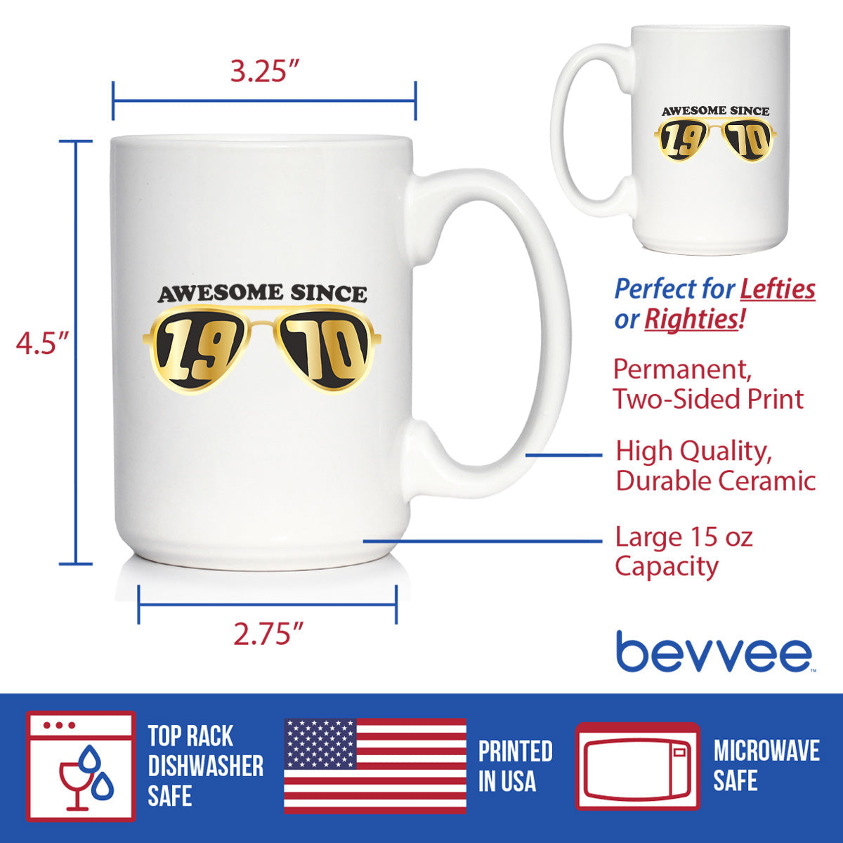 Awesome Since 1970 Coffee Mug 55th Birthday Gift Ideas White Ceramic Coffee Cup