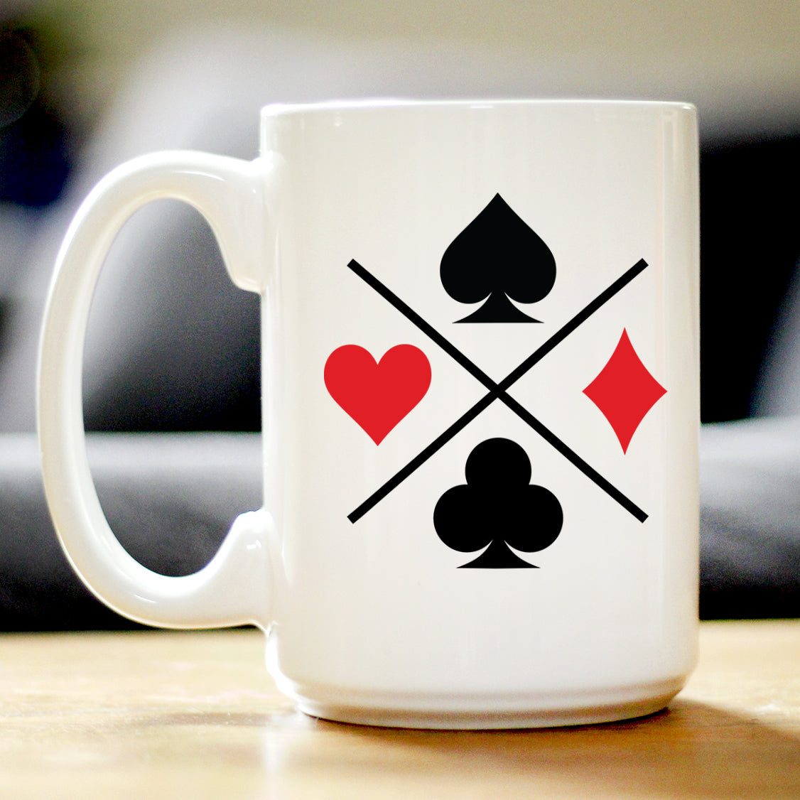 Card Suits Coffee Mug High Quality Gifts for Card Players White Ceramic Coffee Cup