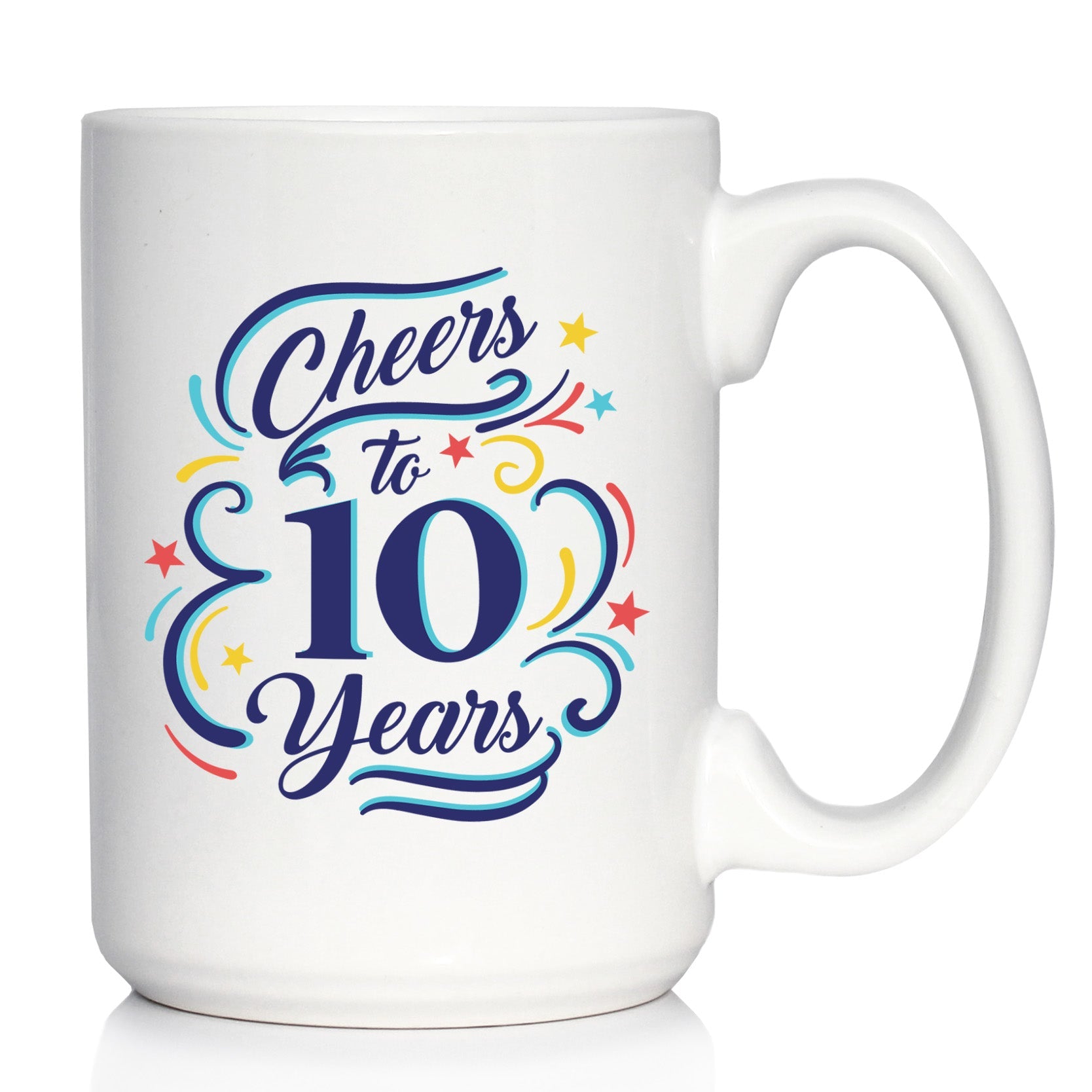 Cheers to 10 Years - Coffee Mug Gifts for Women &amp;amp; Men - 10th Anniversary Party Decor