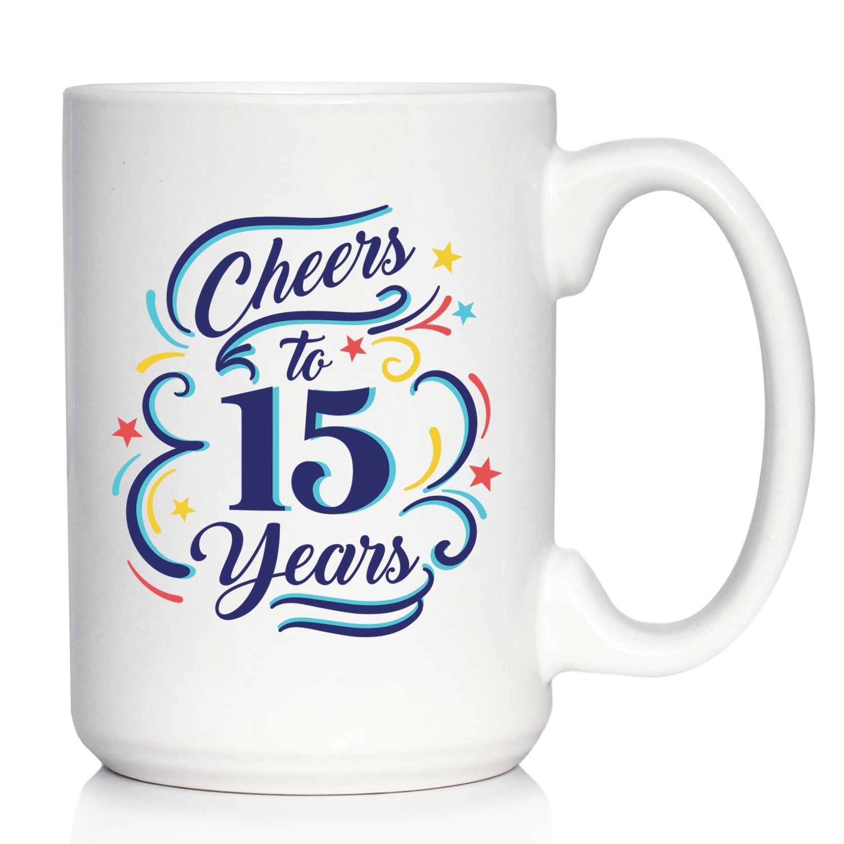 Cheers to 15 Years - Coffee Mug Gifts for Women &amp;amp; Men - 15th Anniversary Party Decor