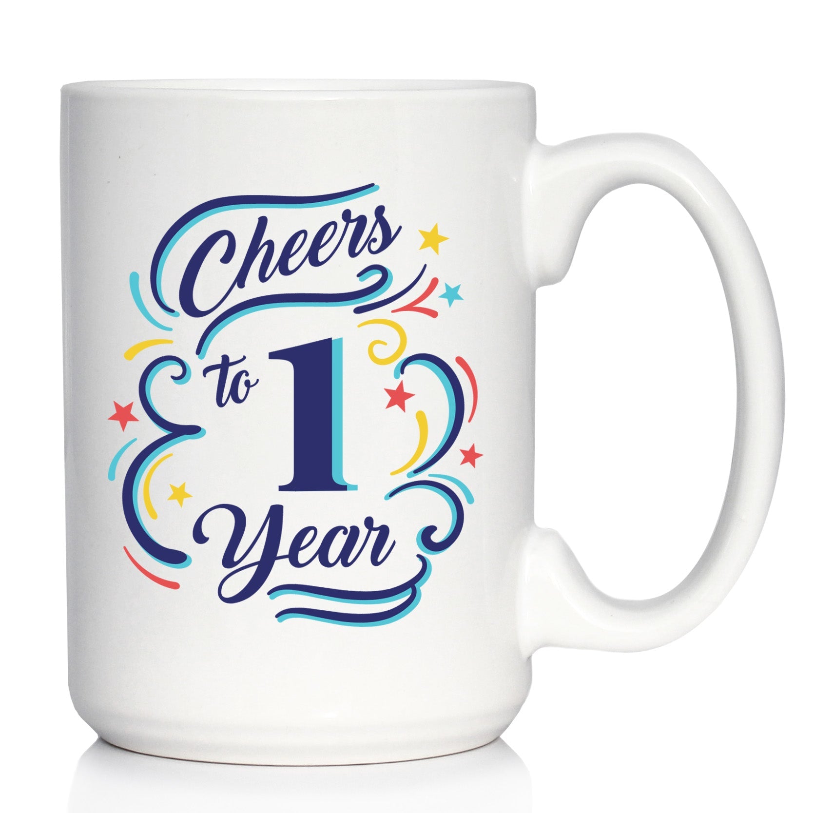 Cheers to 1 Year - Coffee Mug Gifts for Women &amp;amp; Men - 1st Anniversary Party Decor