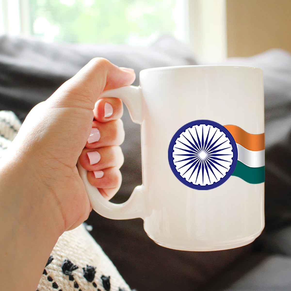 India Flag Coffee Mug Indian Gifts and Souvenirs White Ceramic Coffee Cup