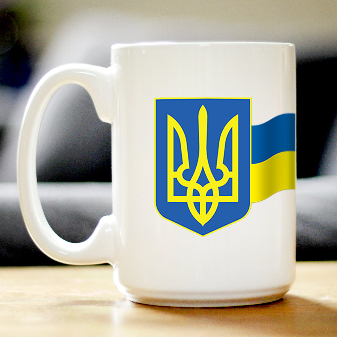 Ukraine Flag Coffee Mug Ukranian Gifts and Souvenirs White Ceramic Coffee Cup