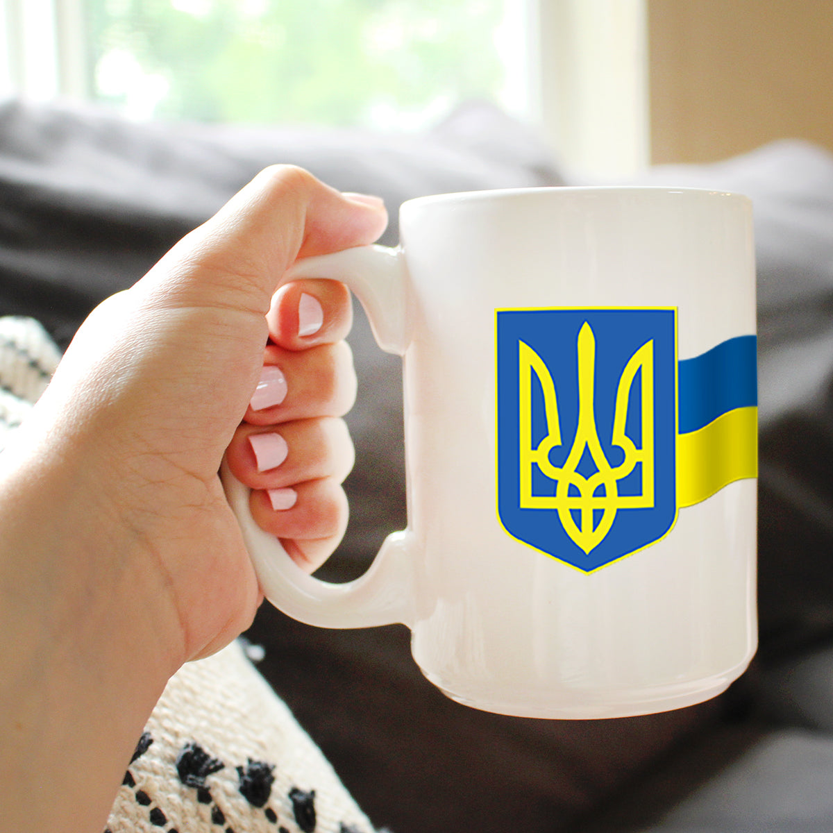 Ukraine Flag Coffee Mug Ukranian Gifts and Souvenirs White Ceramic Coffee Cup