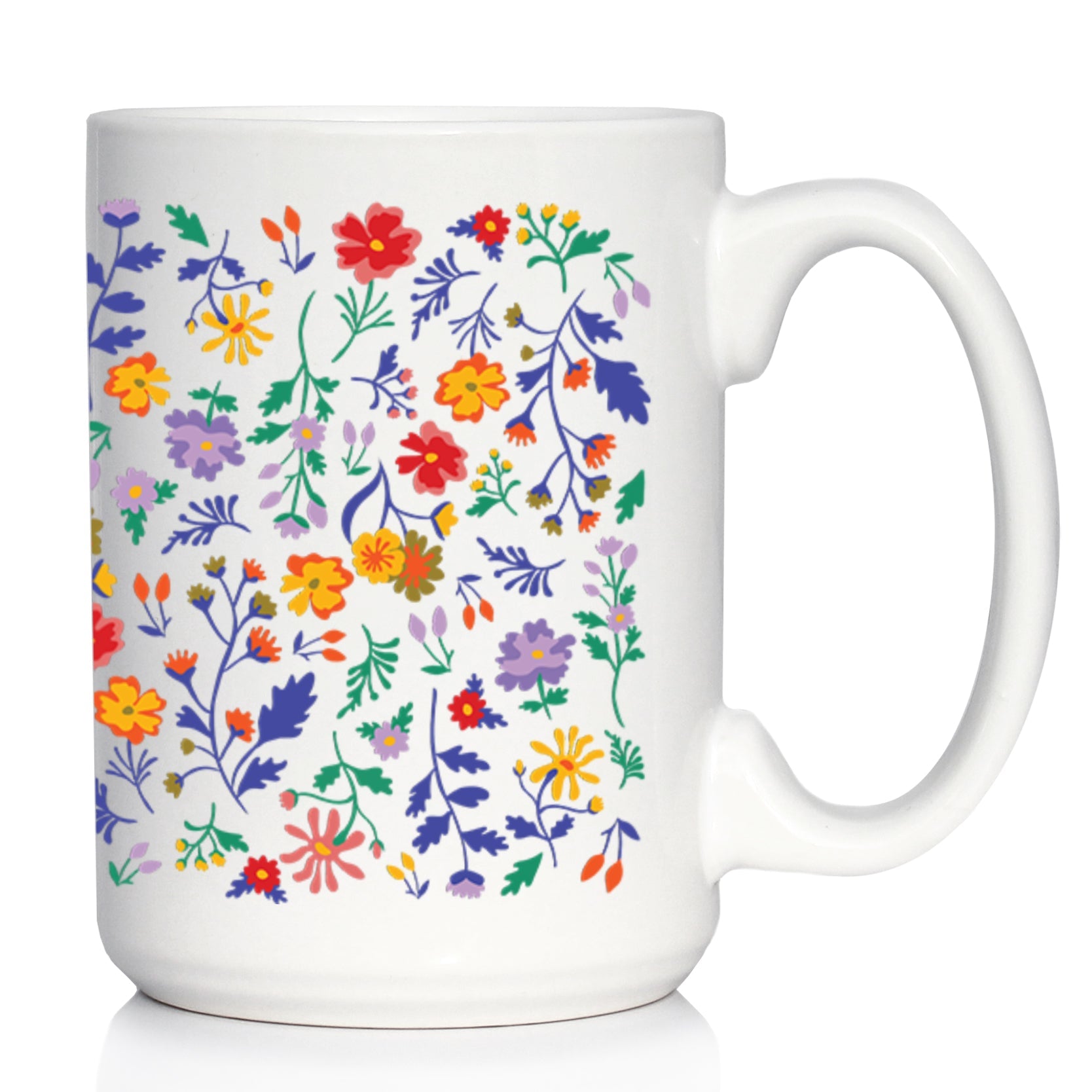 Spring Floral Coffee Mug Flower Gifts for Women White Ceramic Coffee Cup