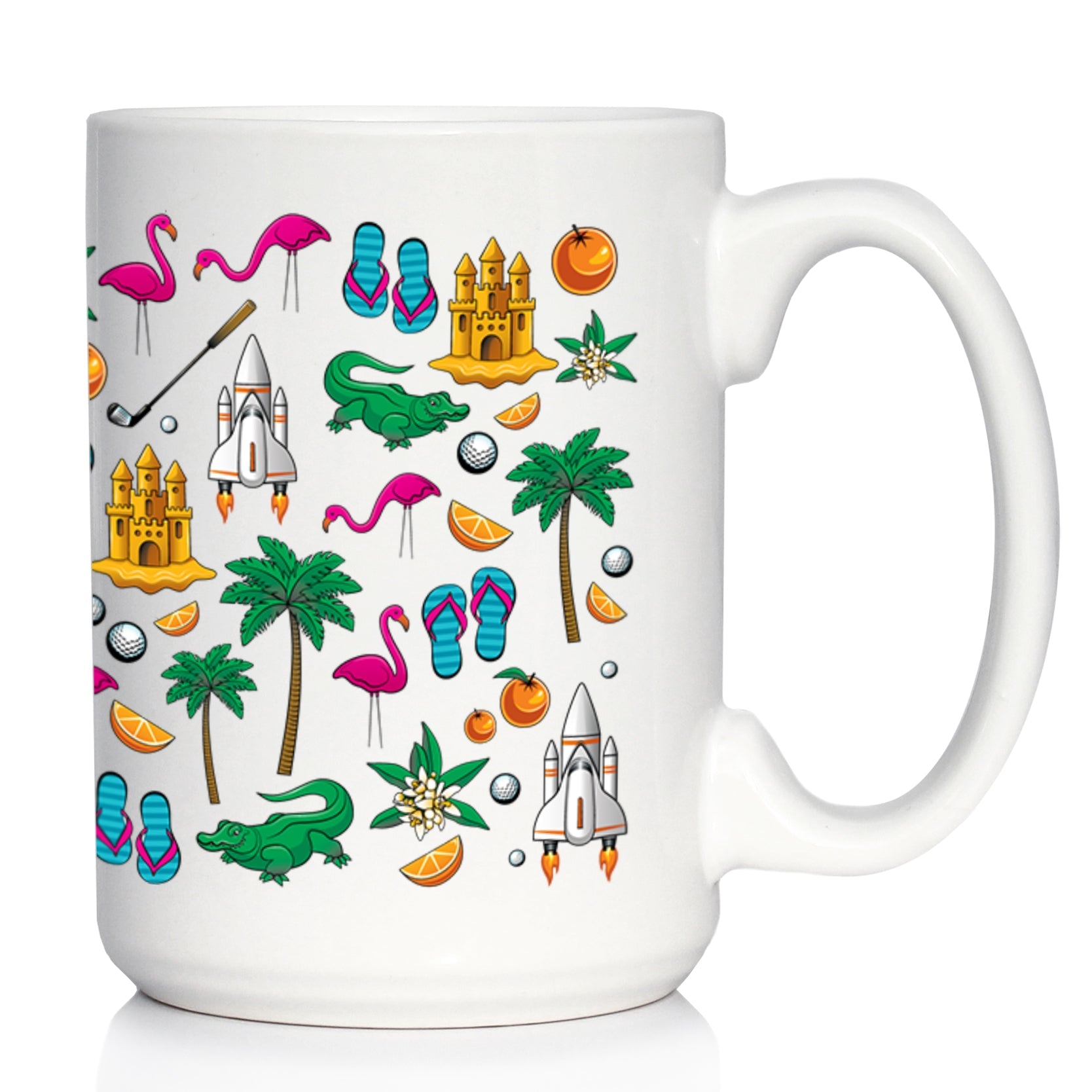 Florida Pattern Coffee Mug Florida Gifts and Souvenirs White Ceramic Coffee Cup