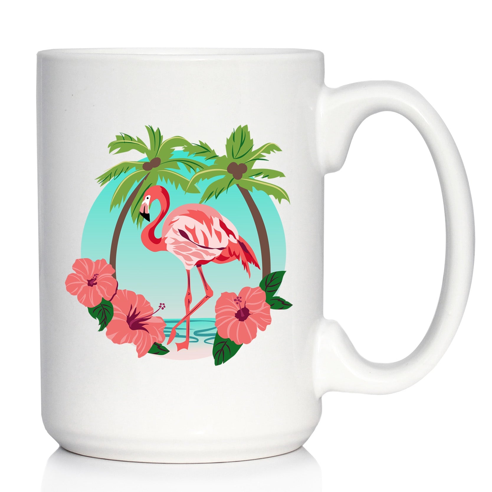 Tropical Flamingo Coffee Mug - Flamingo Gifts &amp;amp; Decor - Large 15oz &amp;amp; 11oz White Ceramic Mugs