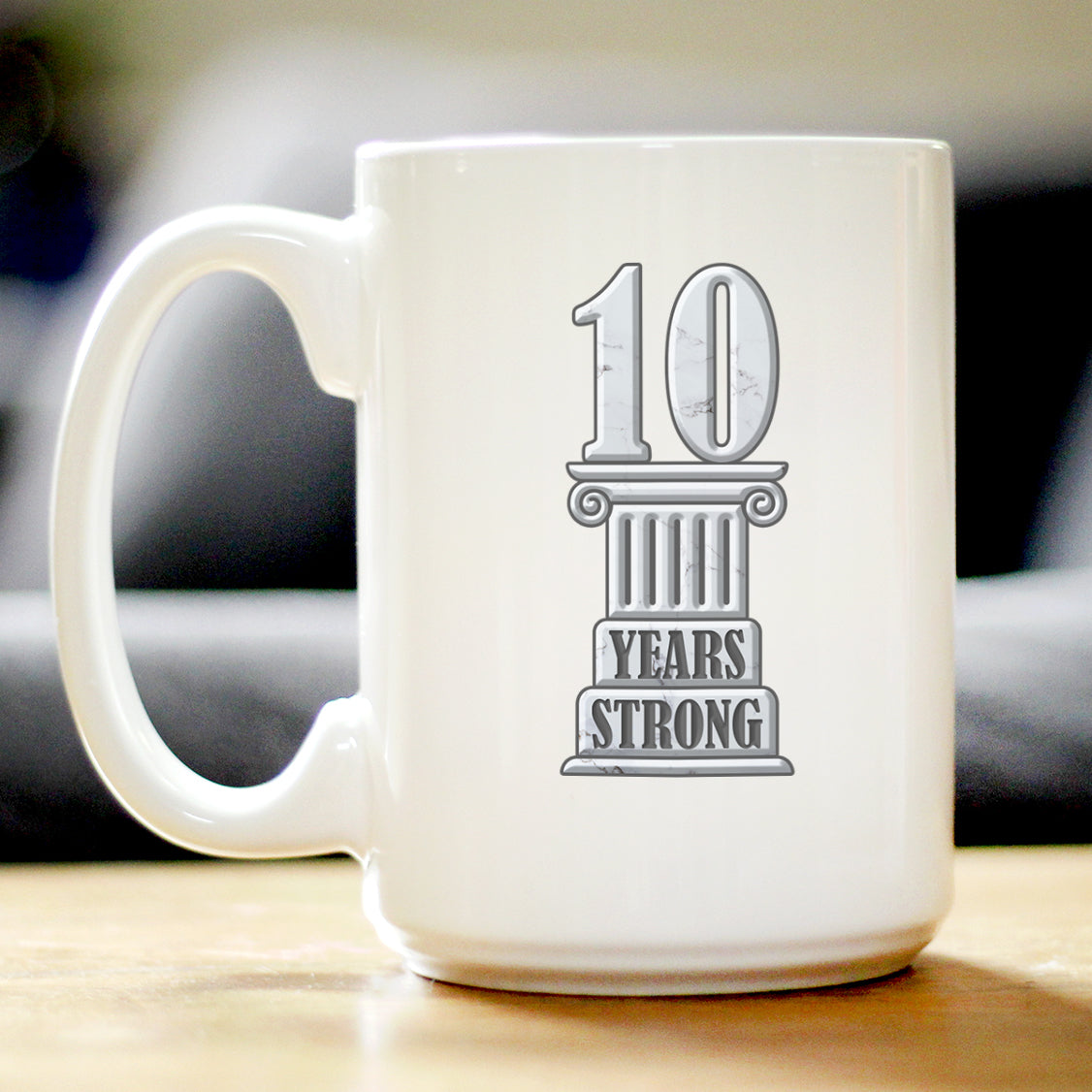 10 Years Strong Coffee Mug Gifts 10th Anniversary Party Decor White Ceramic Coffee Cup