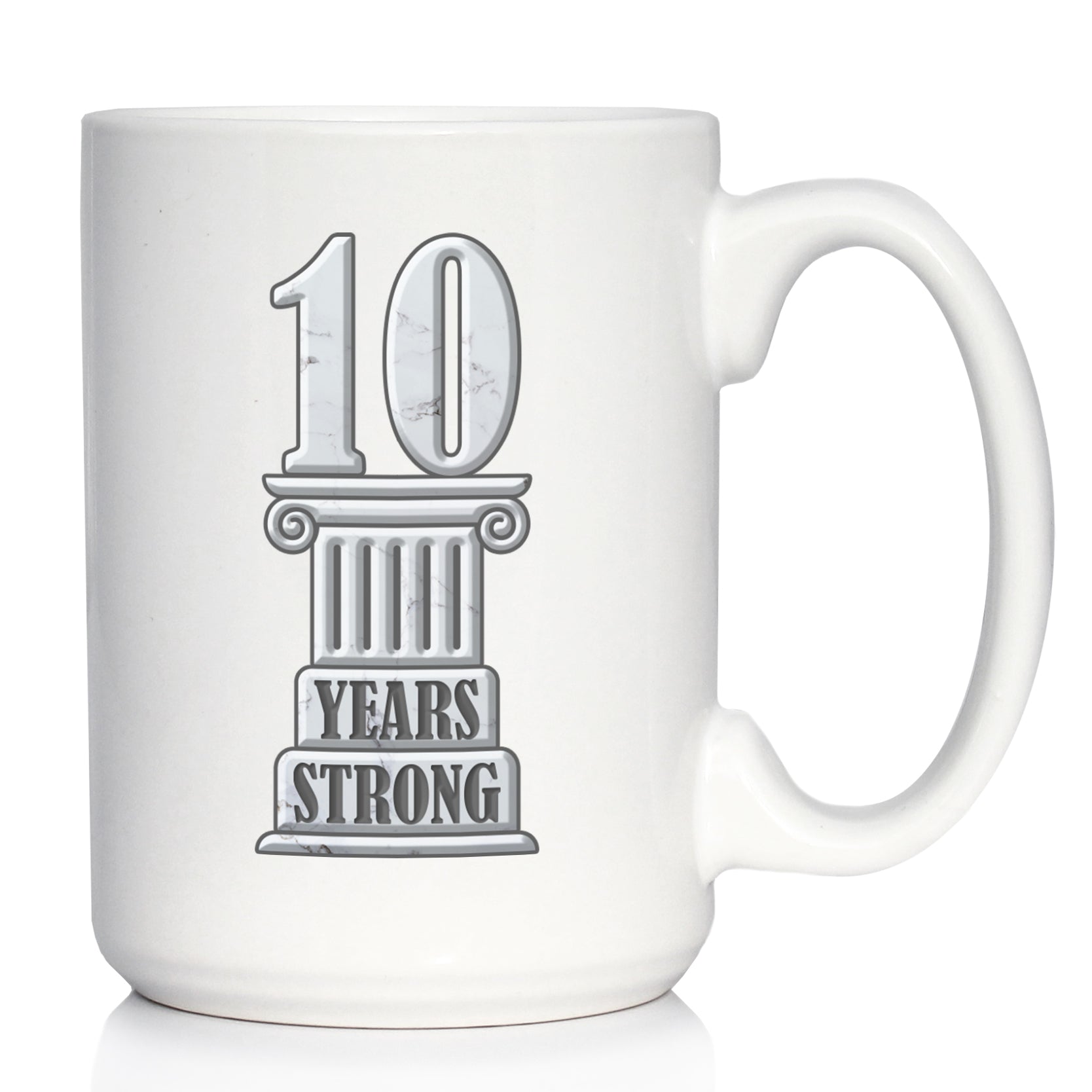 10 Years Strong Coffee Mug Gifts 10th Anniversary Party Decor White Ceramic Coffee Cup