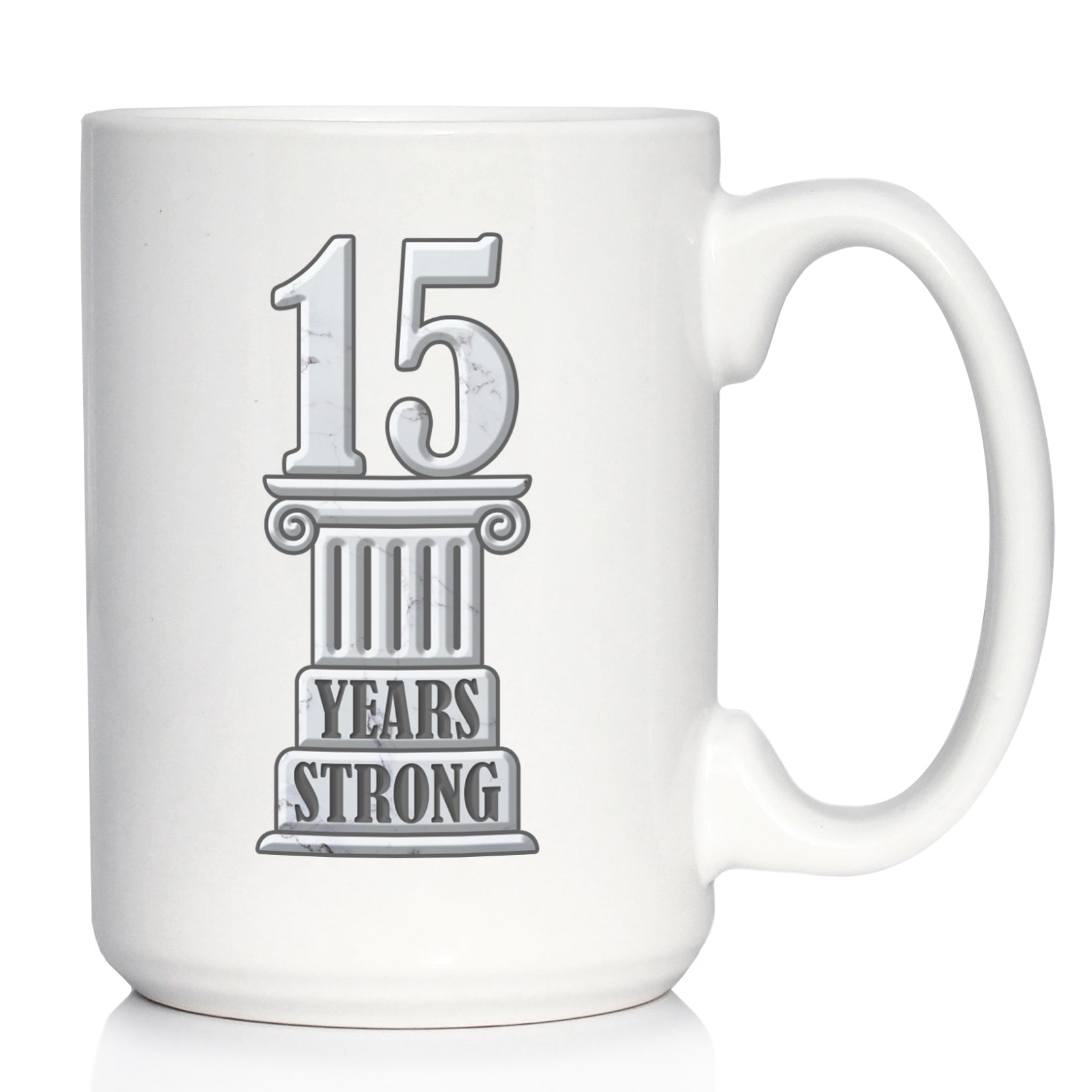 15 Years Strong Coffee Mug Gifts 15th Anniversary Party Decor White Ceramic Coffee Cup