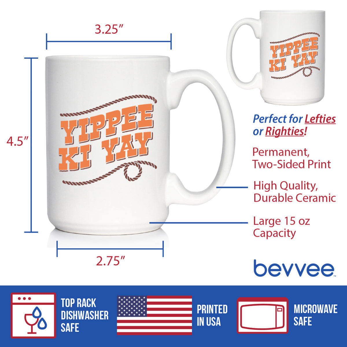 Yippee Ki Yay Coffee Mug Gifts Country Western Home Decor White Ceramic Coffee Cup