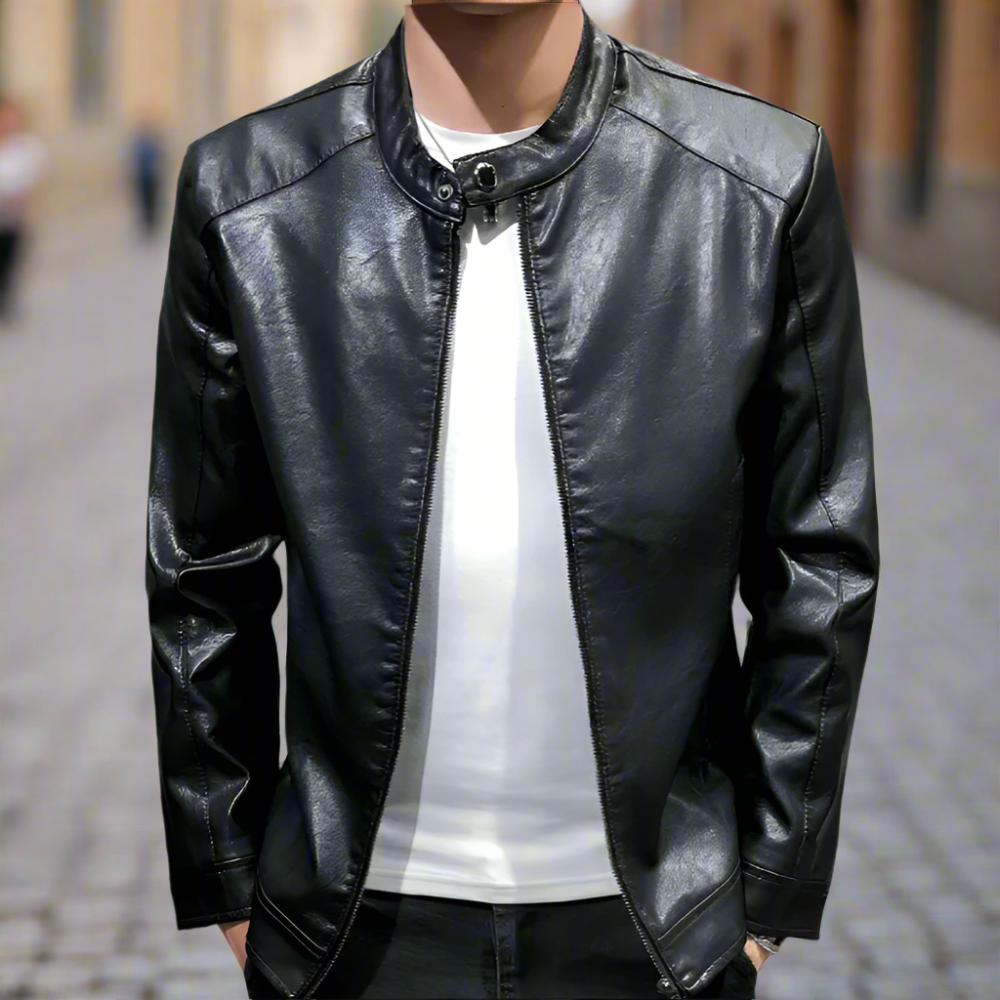 Men&amp;#39;s Biker Faux Leather Jacket