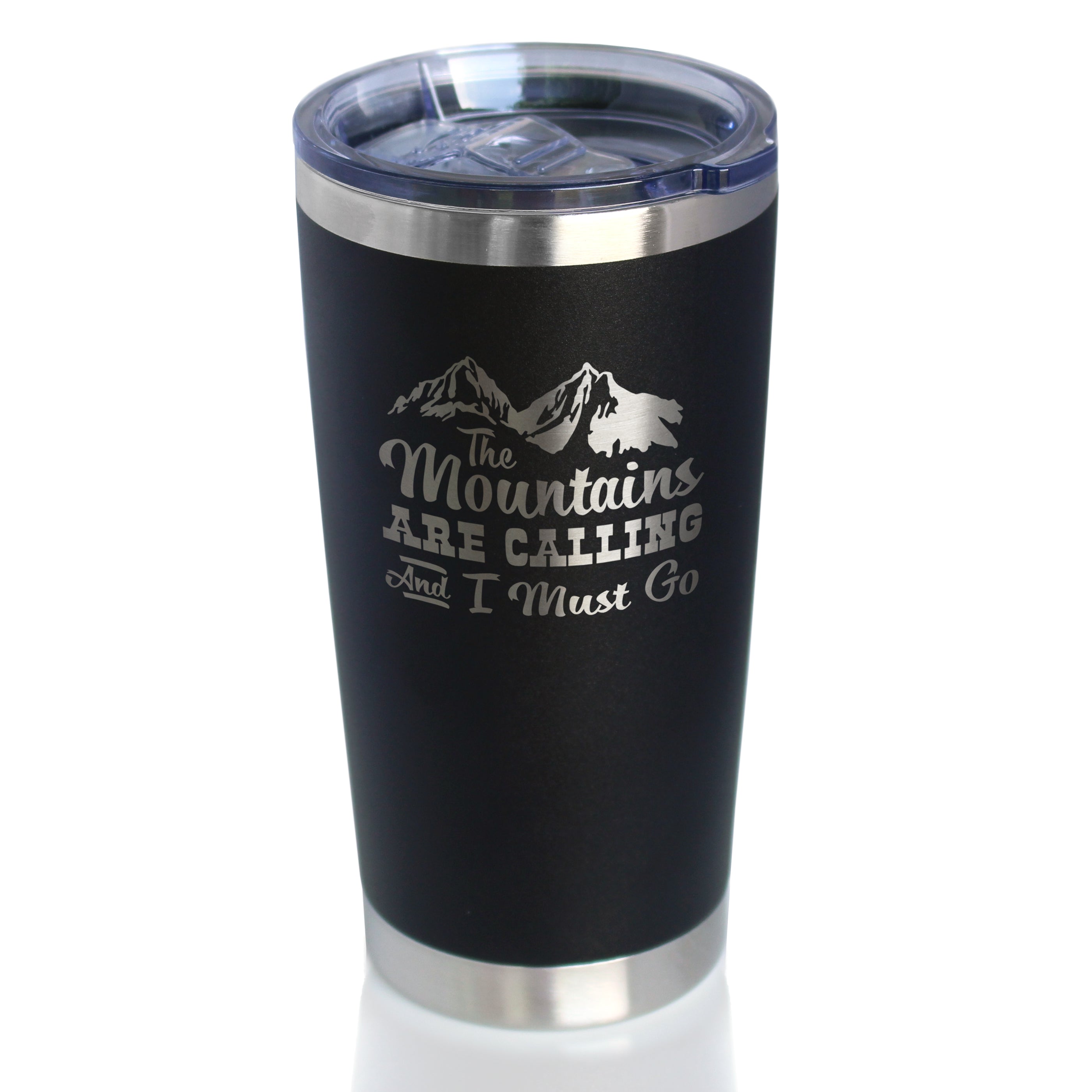 Mountains Are Calling - Insulated Coffee Tumbler Cup with Sliding Lid - Stainless Steel Mug - Outdoor Camping Gifts